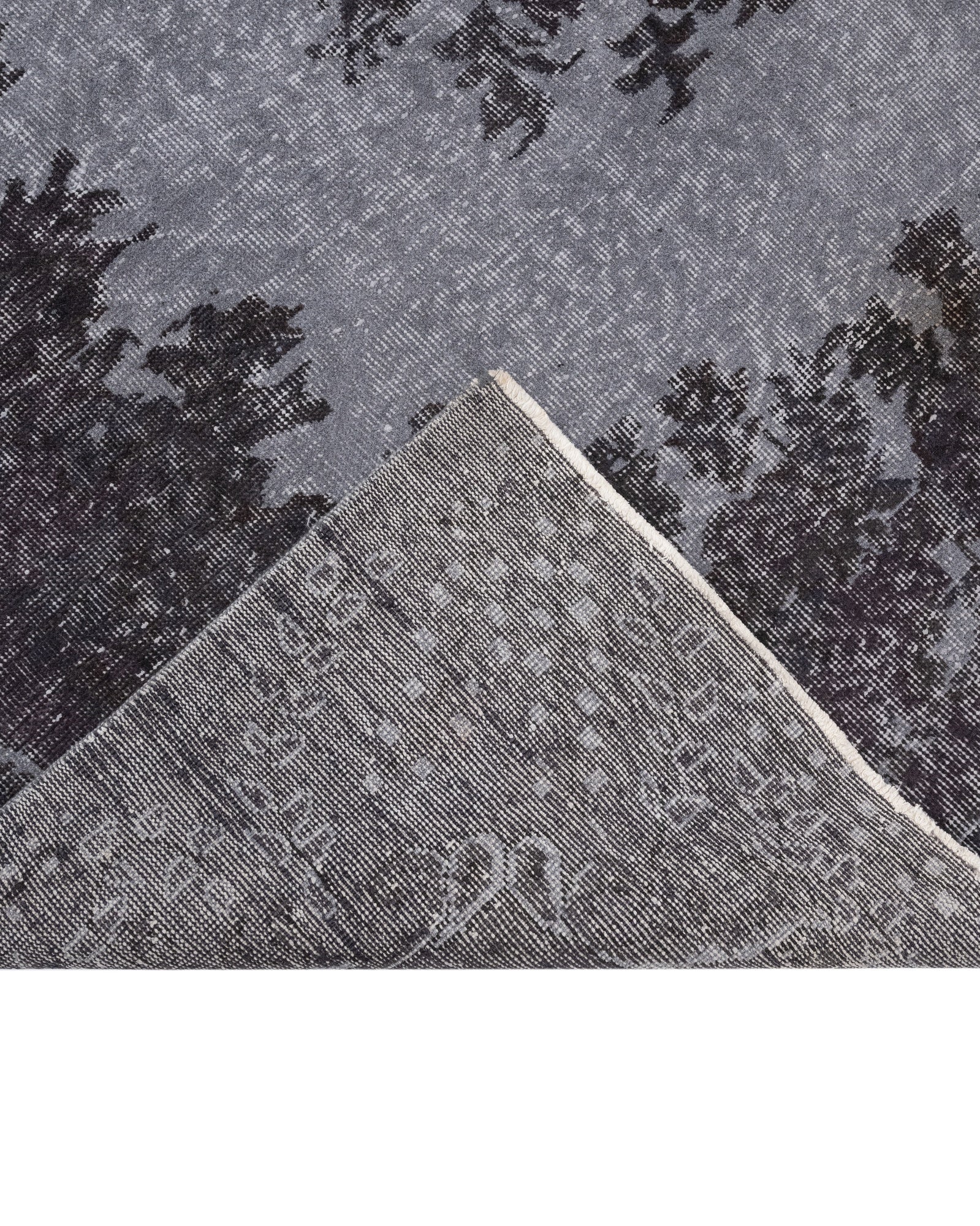 Handmade Wool Rug - Vintage Black Medallion 5x9 Cotton Blend Carpet for Living Room