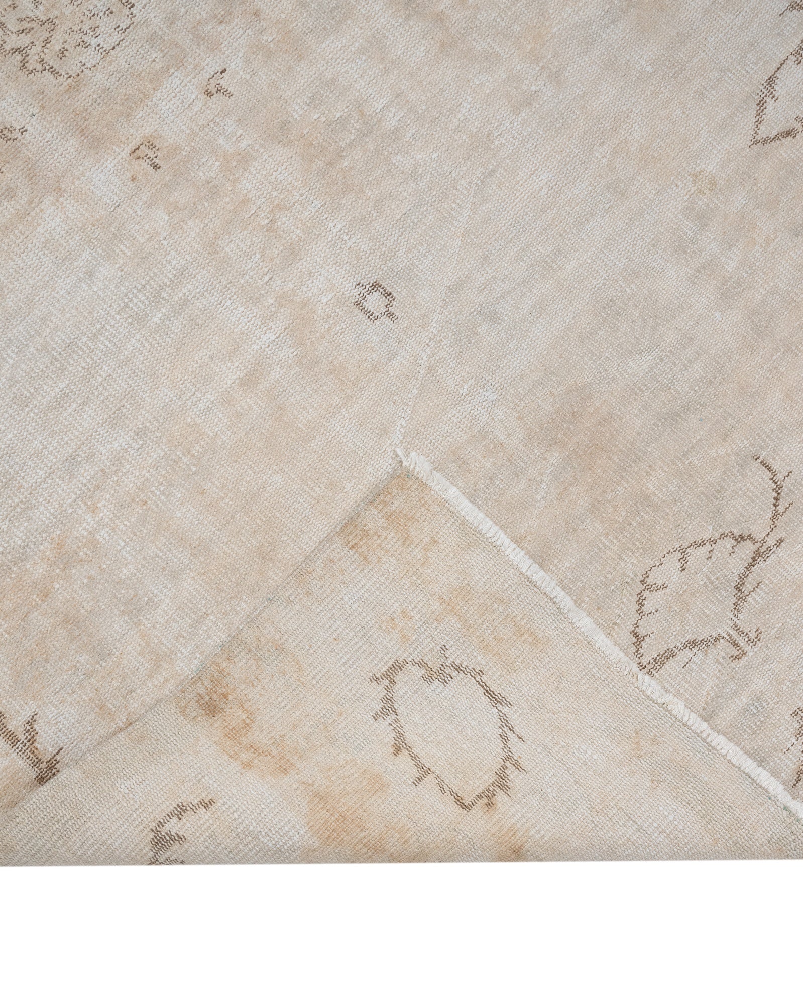 Handmade Wool Rug - Vintage Beige Cotton Rug 5'7" x 9'7" for Modern Homes