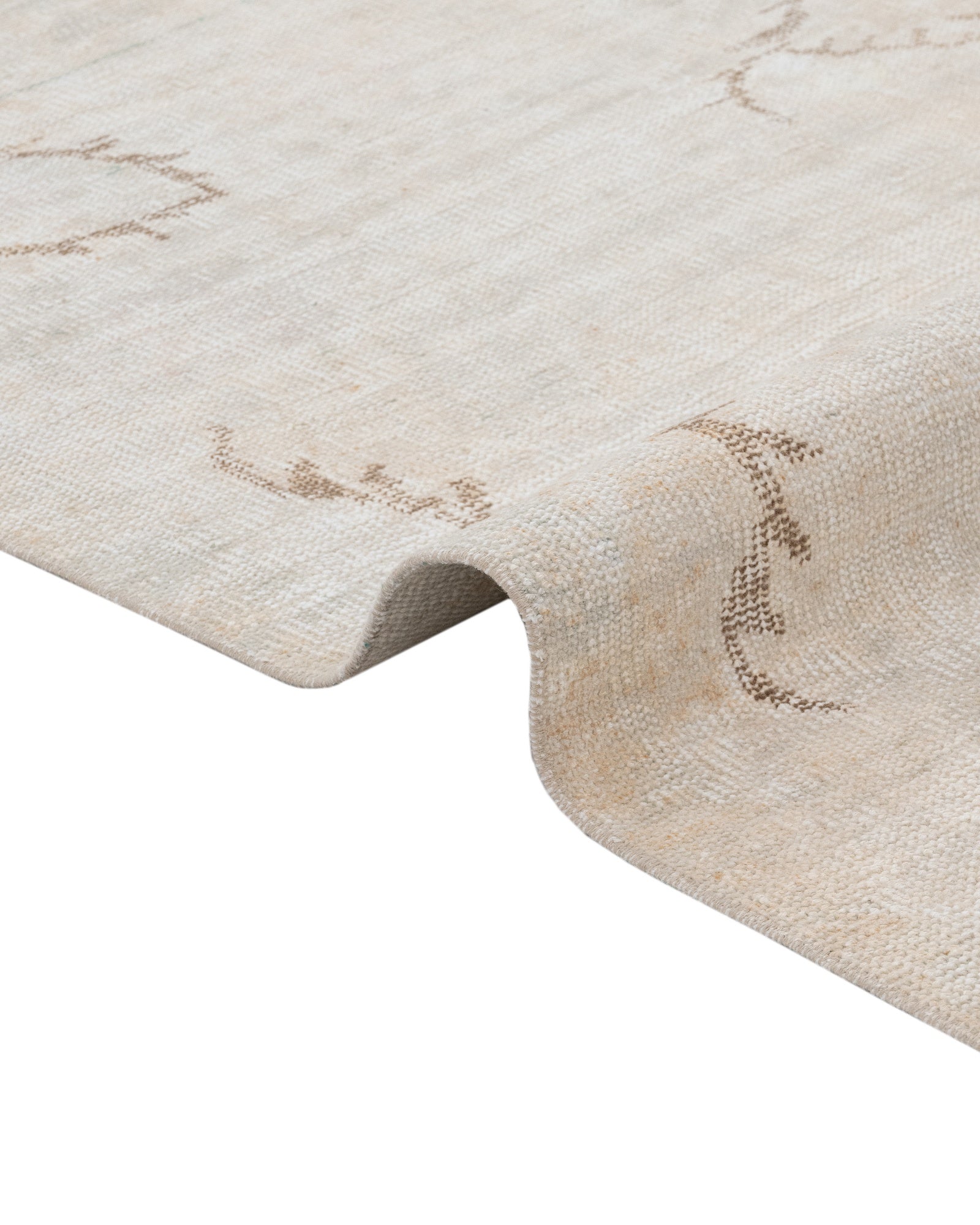 Handmade Wool Rug - Vintage Beige Cotton Rug 5'7" x 9'7" for Modern Homes