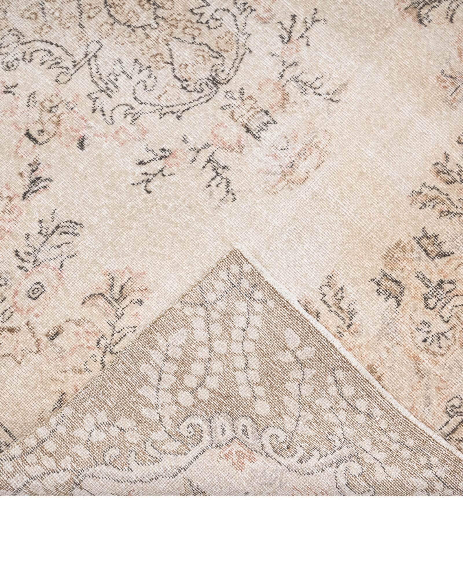 Handmade Wool Rug – Vintage Brown Medallion 6'x9' Cotton Blend Carpet