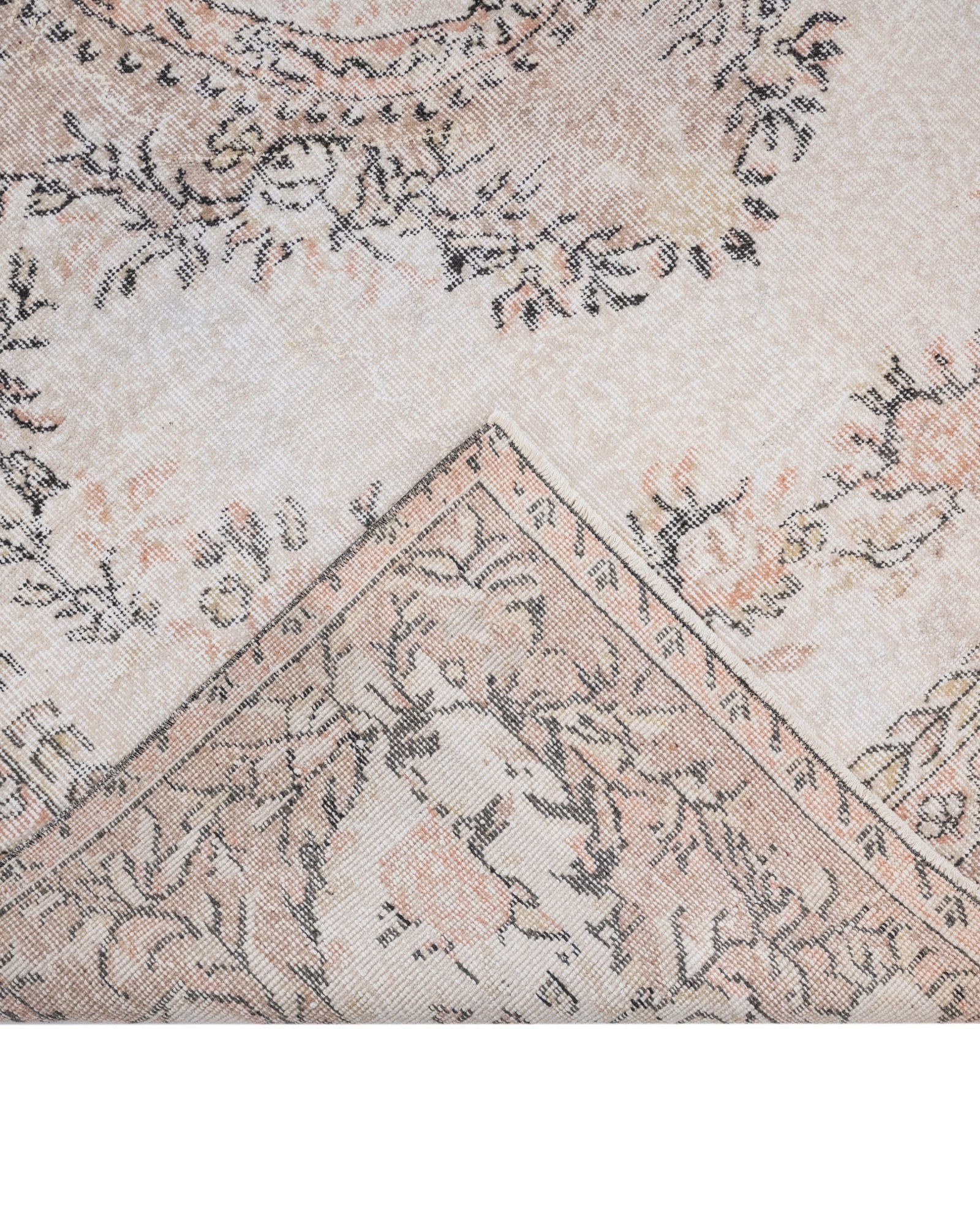 Handmade Wool Rug - Vintage Cream Medallion 6x9 Feet Area Carpet