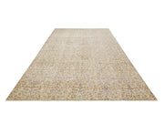 Handmade Wool Rug - Vintage Beige Medallion Carpet 5'2"x9'4" | Soft Cotton Blend