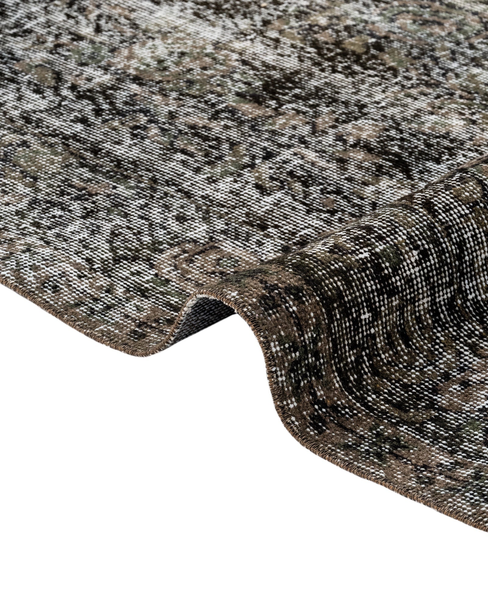 Handmade Wool Rug - Vintage Black Cotton Blend 6'4" x 9'10" Anatolian Carpet