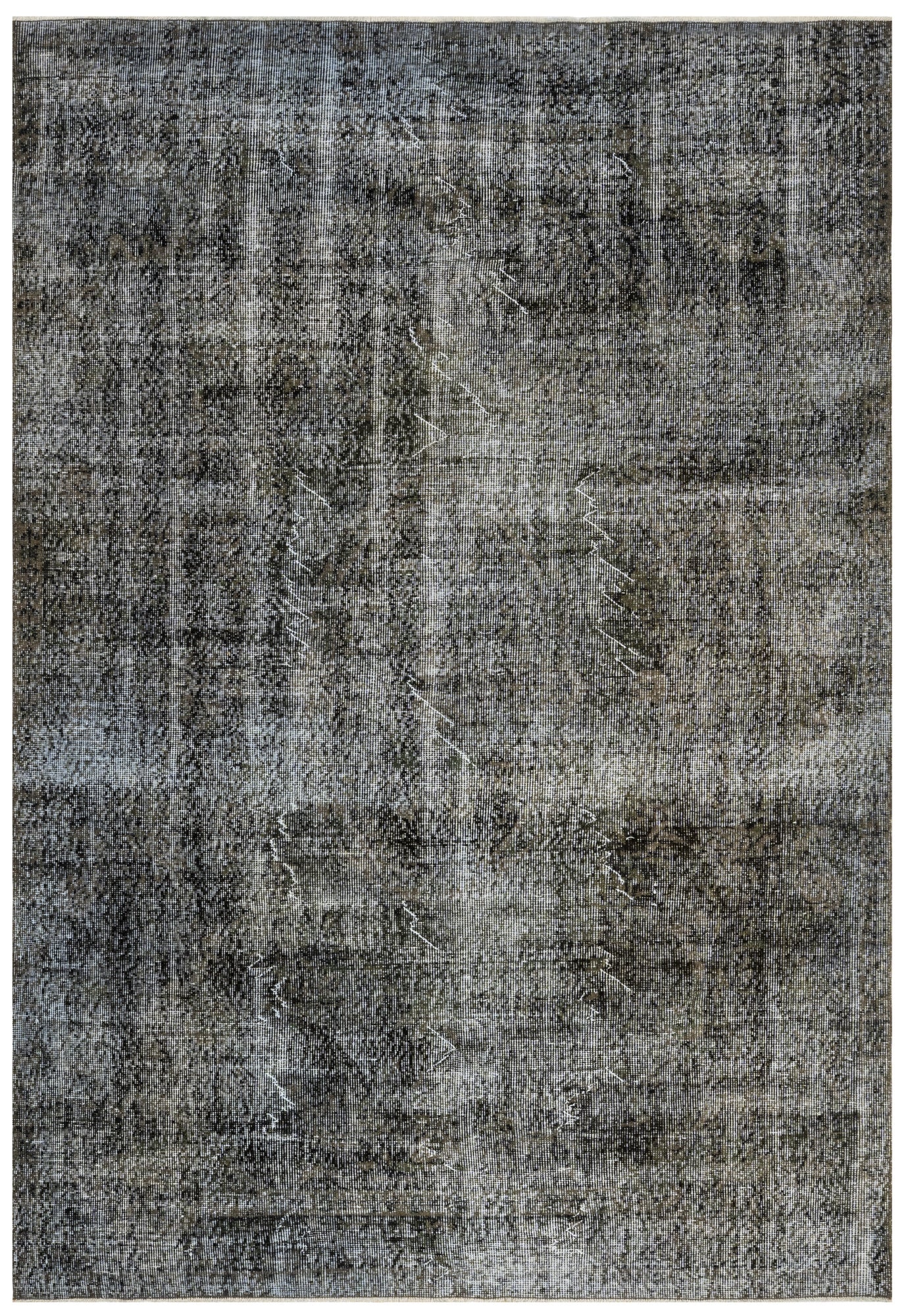 Handmade Wool Rug - Vintage Black Cotton Blend 6'4" x 9'10" Anatolian Carpet