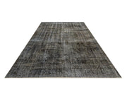 Handmade Wool Rug - Vintage Black Cotton Blend 6'4" x 9'10" Anatolian Carpet