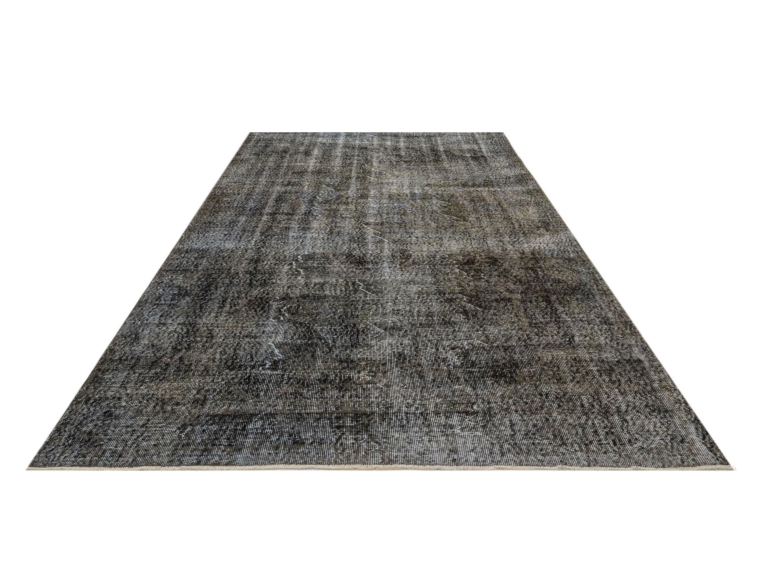 Handmade Wool Rug - Vintage Black Cotton Blend 6'4" x 9'10" Anatolian Carpet