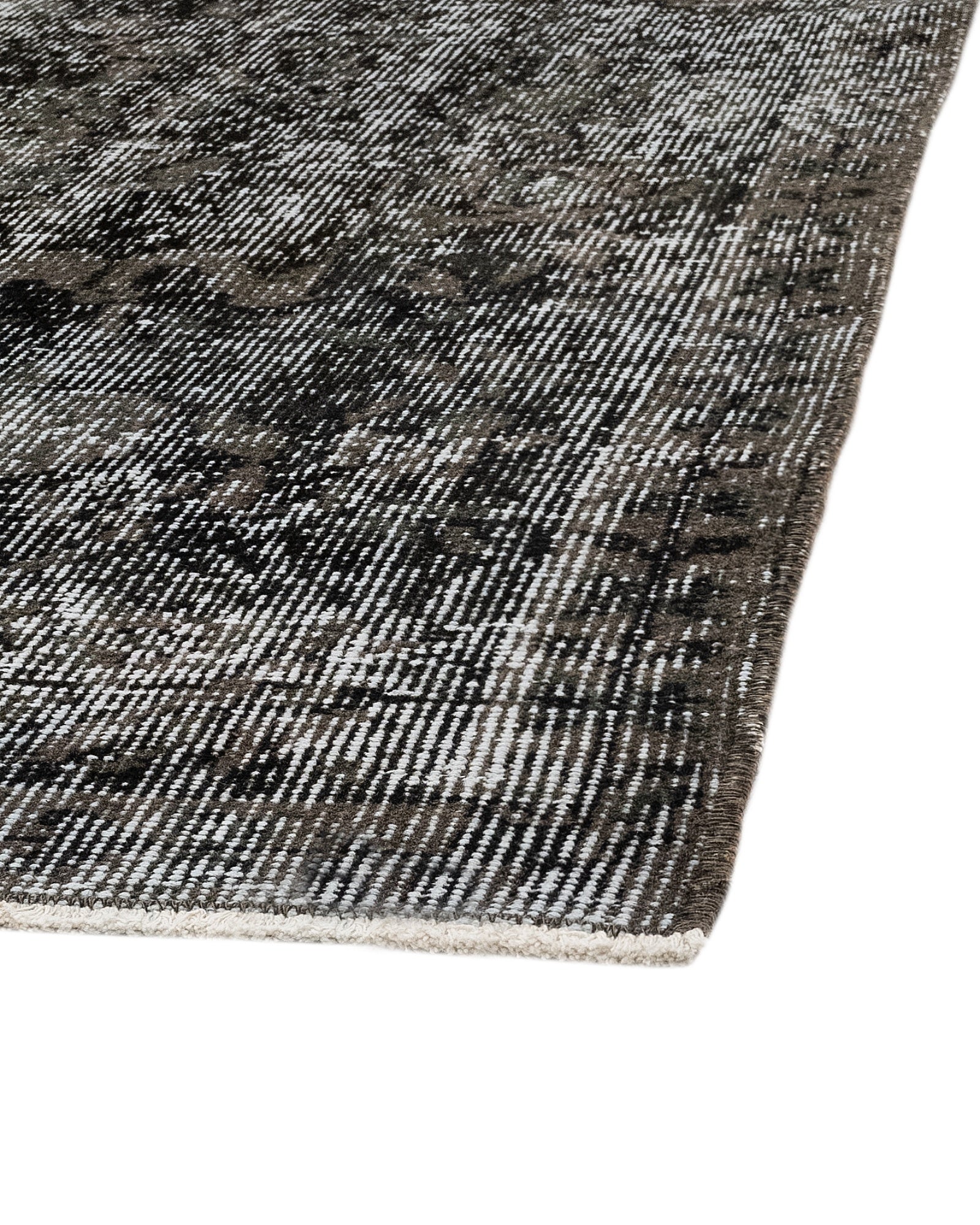 Handmade Wool Rug - Vintage Black Cotton Blend 6'4" x 9'10" Anatolian Carpet