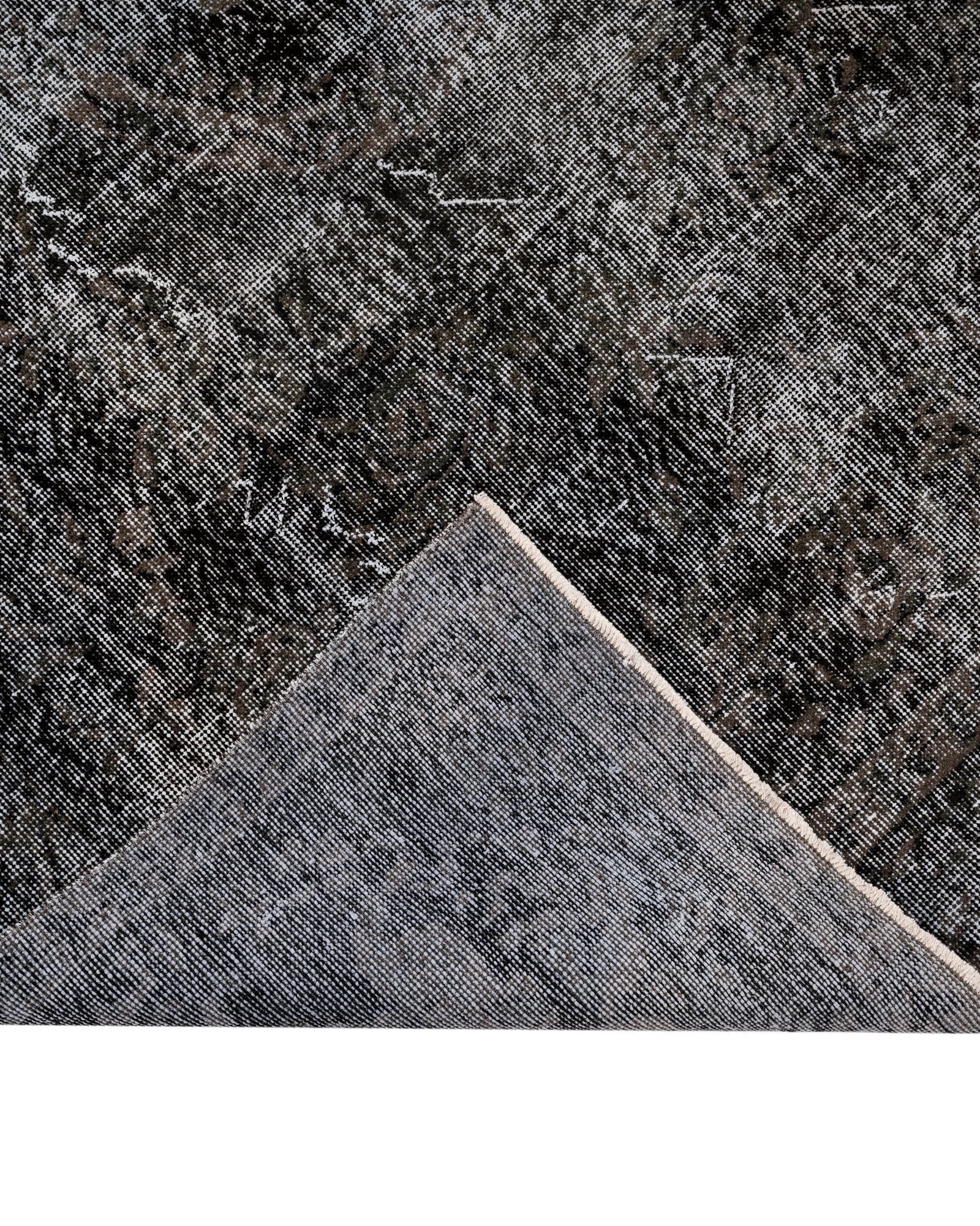 Handmade Wool Rug - Vintage Black Cotton Blend 6'4" x 9'10" Anatolian Carpet