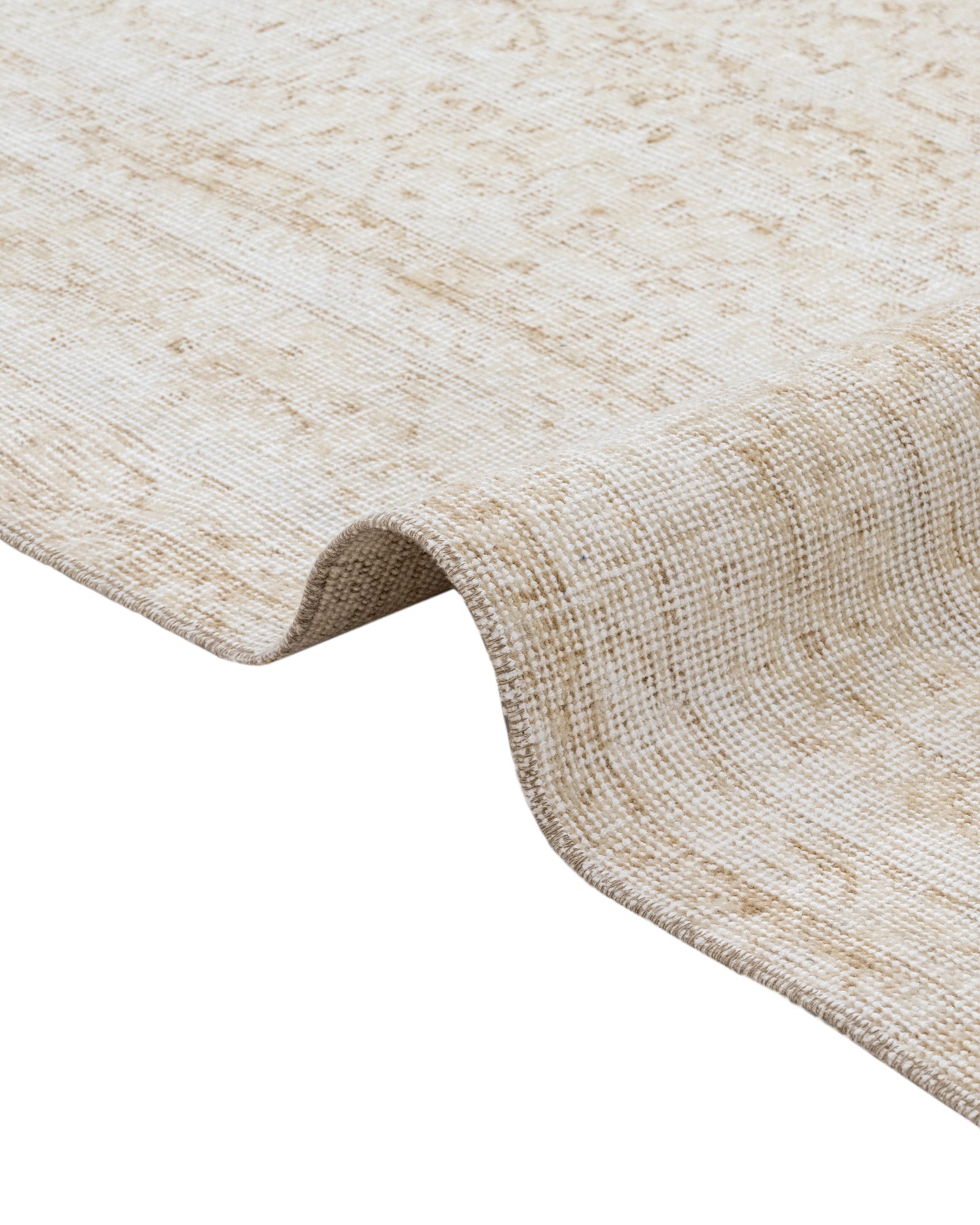 Vintage Wool Rug – Handmade 6x9 Cotton Blend Beige Area Rug With Soft Texture