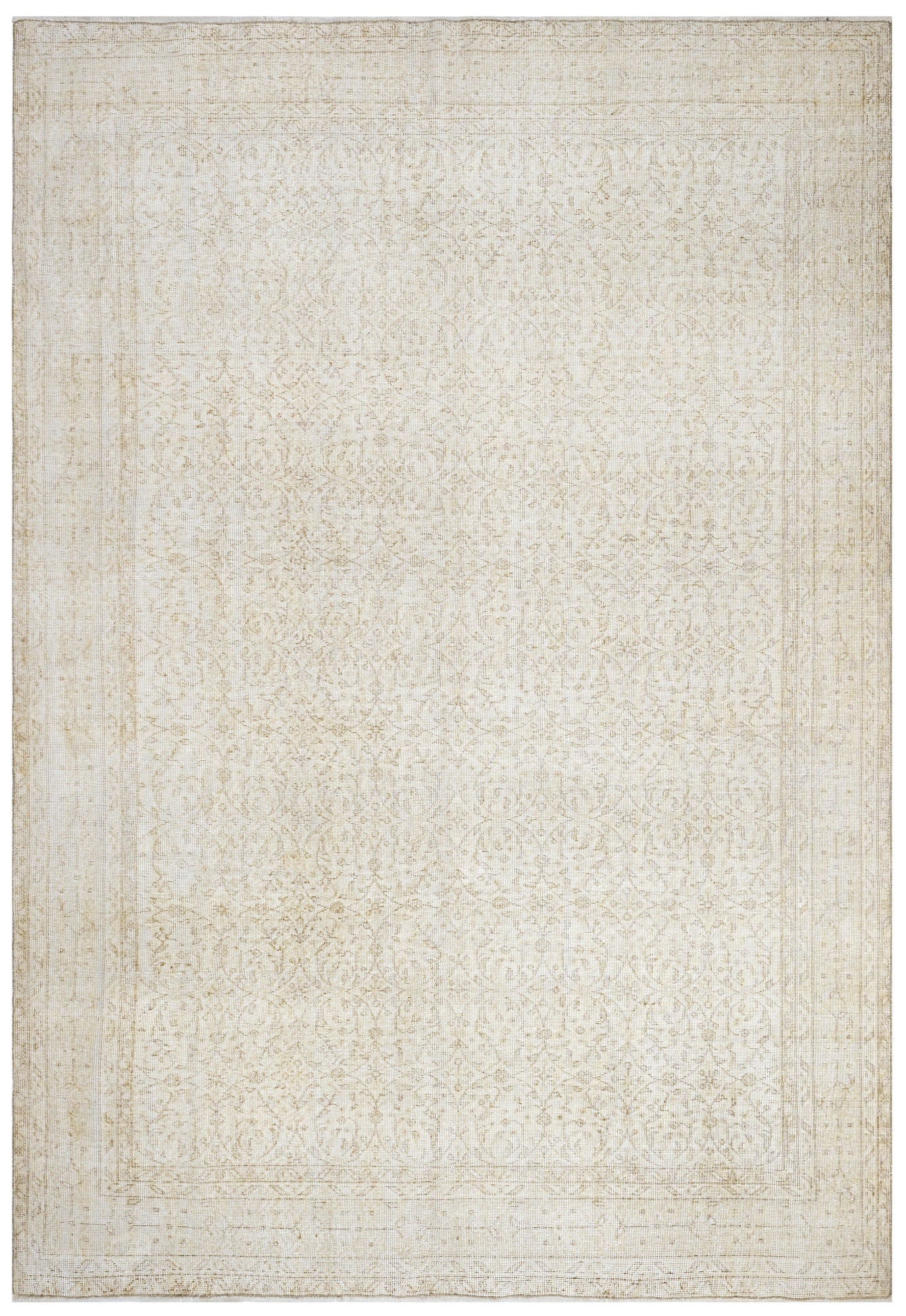 Vintage Wool Rug – Handmade 6x9 Cotton Blend Beige Area Rug With Soft Texture