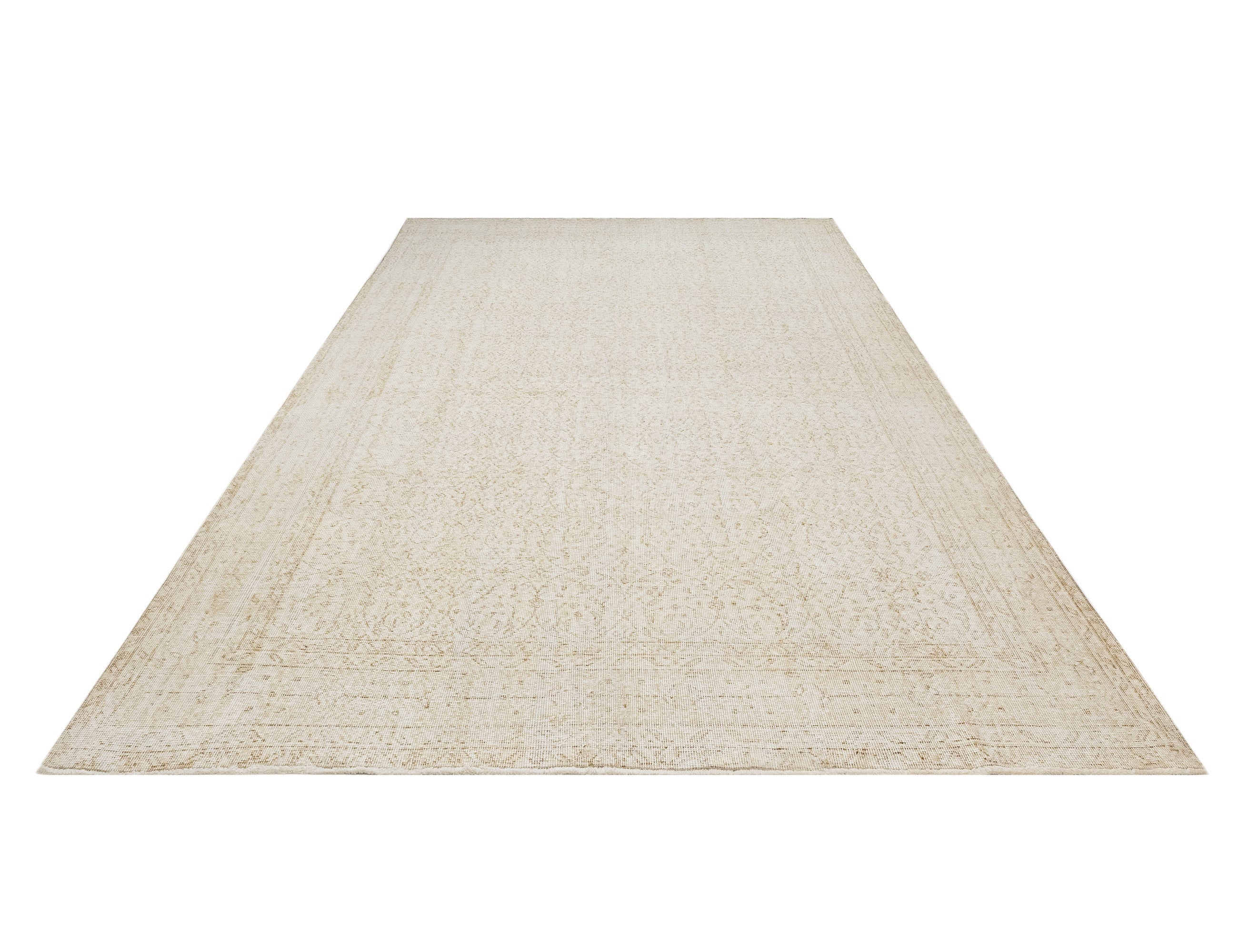 Vintage Wool Rug – Handmade 6x9 Cotton Blend Beige Area Rug With Soft Texture