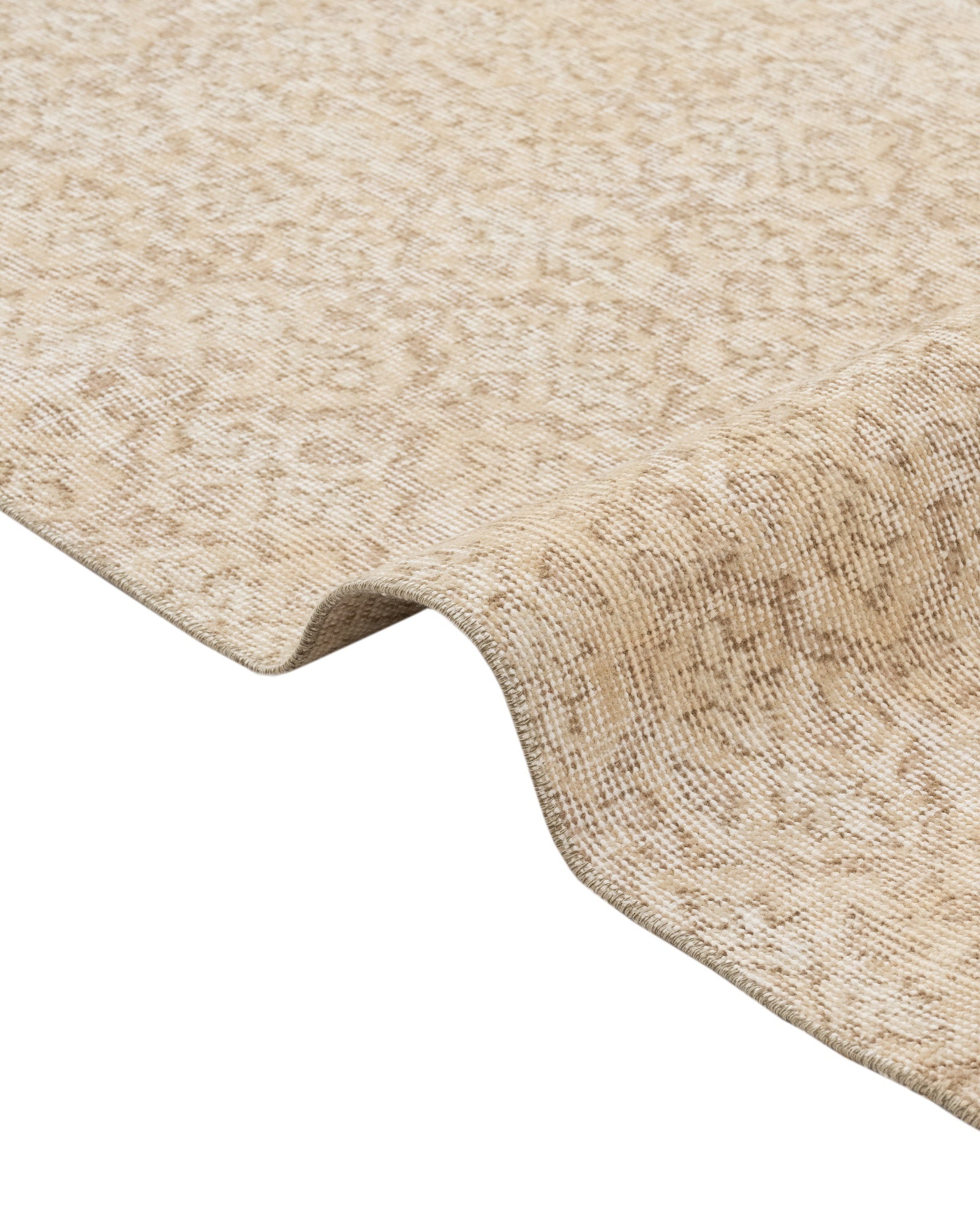 Vintage Wool Rug - Handmade Anatolian Woven Area Carpet 6'9" x 10'5" Cream Cotton