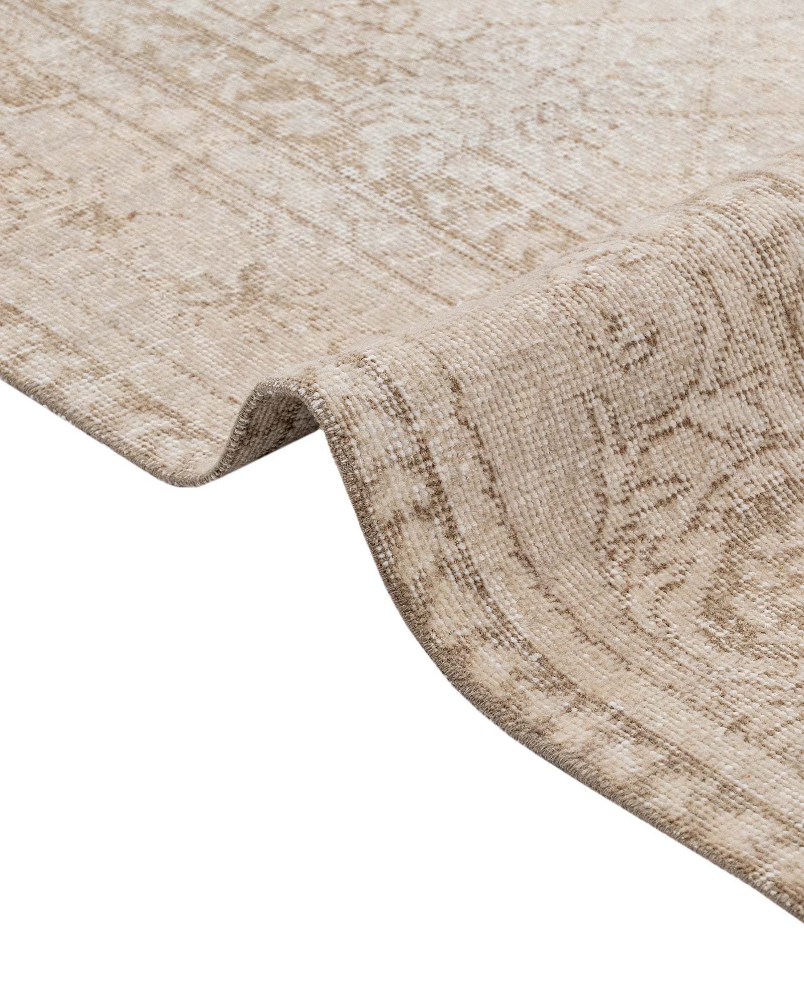 Handmade Wool Rug – Vintage Beige Medallion Cotton Blend Area Rug 5'5"x8'11"