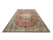 Handmade Wool Rug - Vintage Burgundy Medallion 5'6" x 9'1" Soft Durable Cotton Carpet