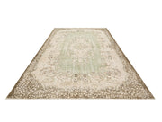 Handmade Wool Rug Vintage Green Medallion Carpet 6'7" x 9'10" - Soft Durable Blend