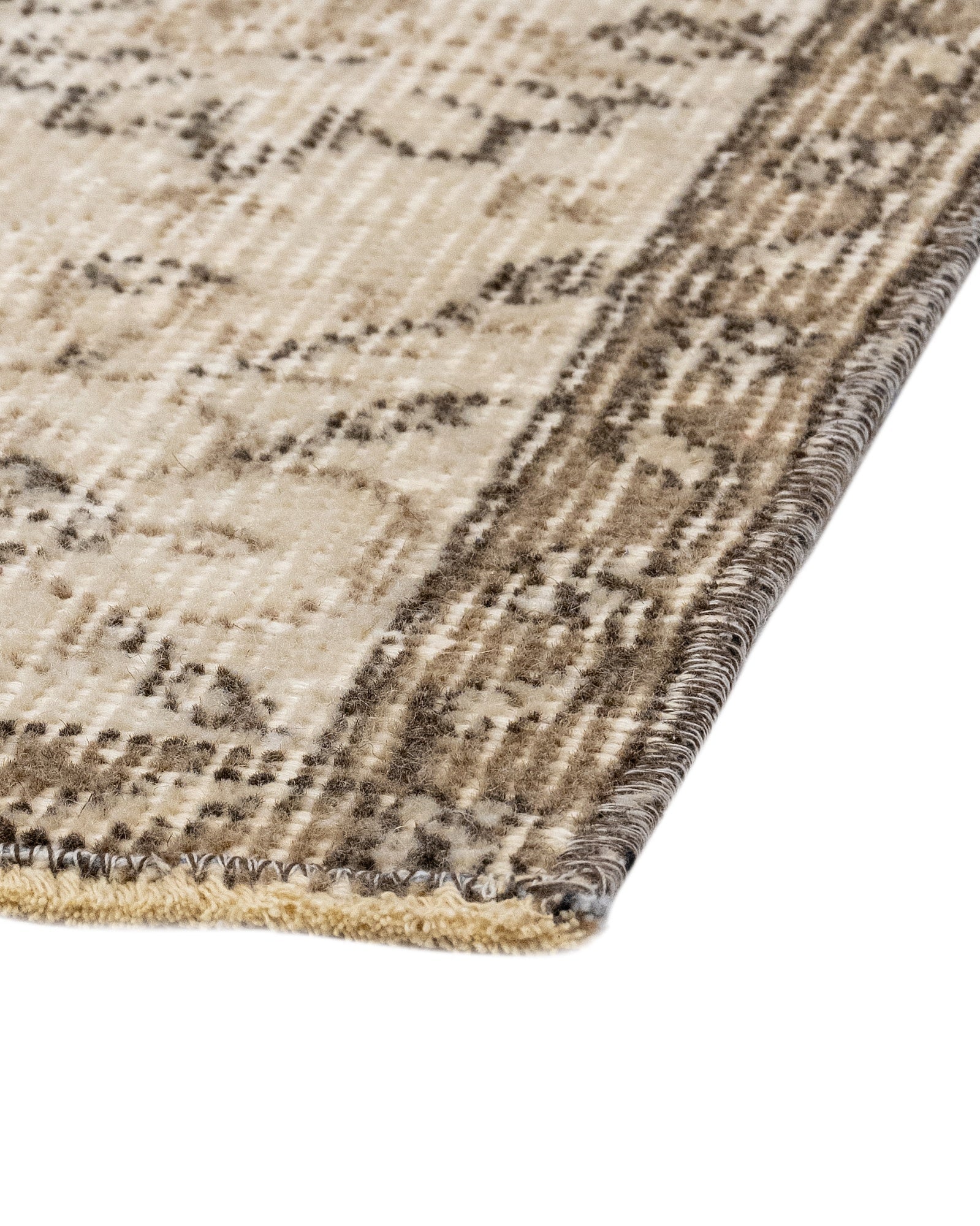 Handmade Wool Rug – Vintage Brown Frame 7x10 Feet Cotton Blend Area Carpet