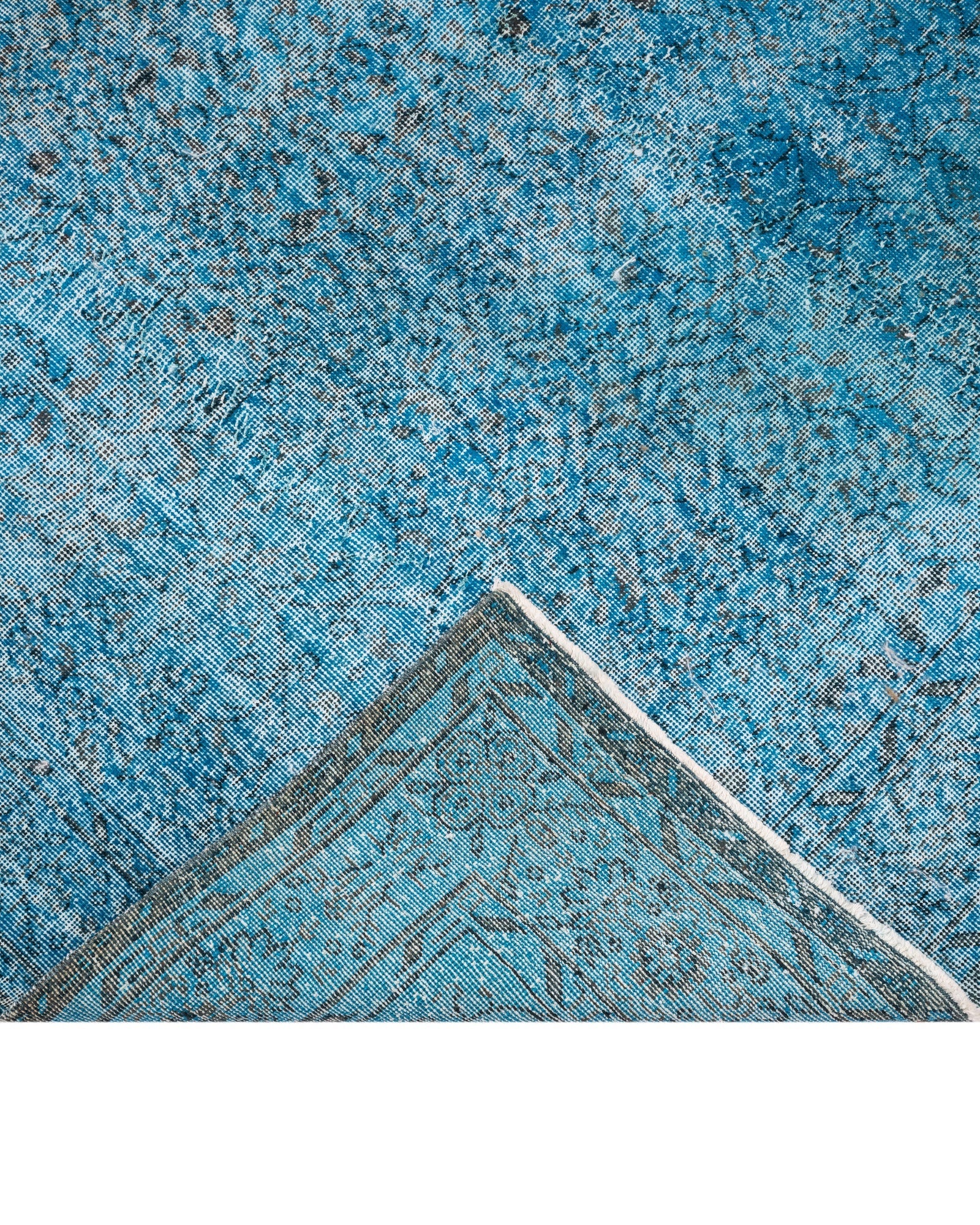 Handmade Wool Rug - Vintage Blue Medallion 6x9 Cotton Wool Carpet for Home