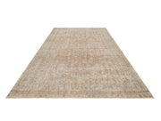 Handmade Wool Rug Vintage Beige Floral 5'1" x 7'10" Durable Cotton Carpet