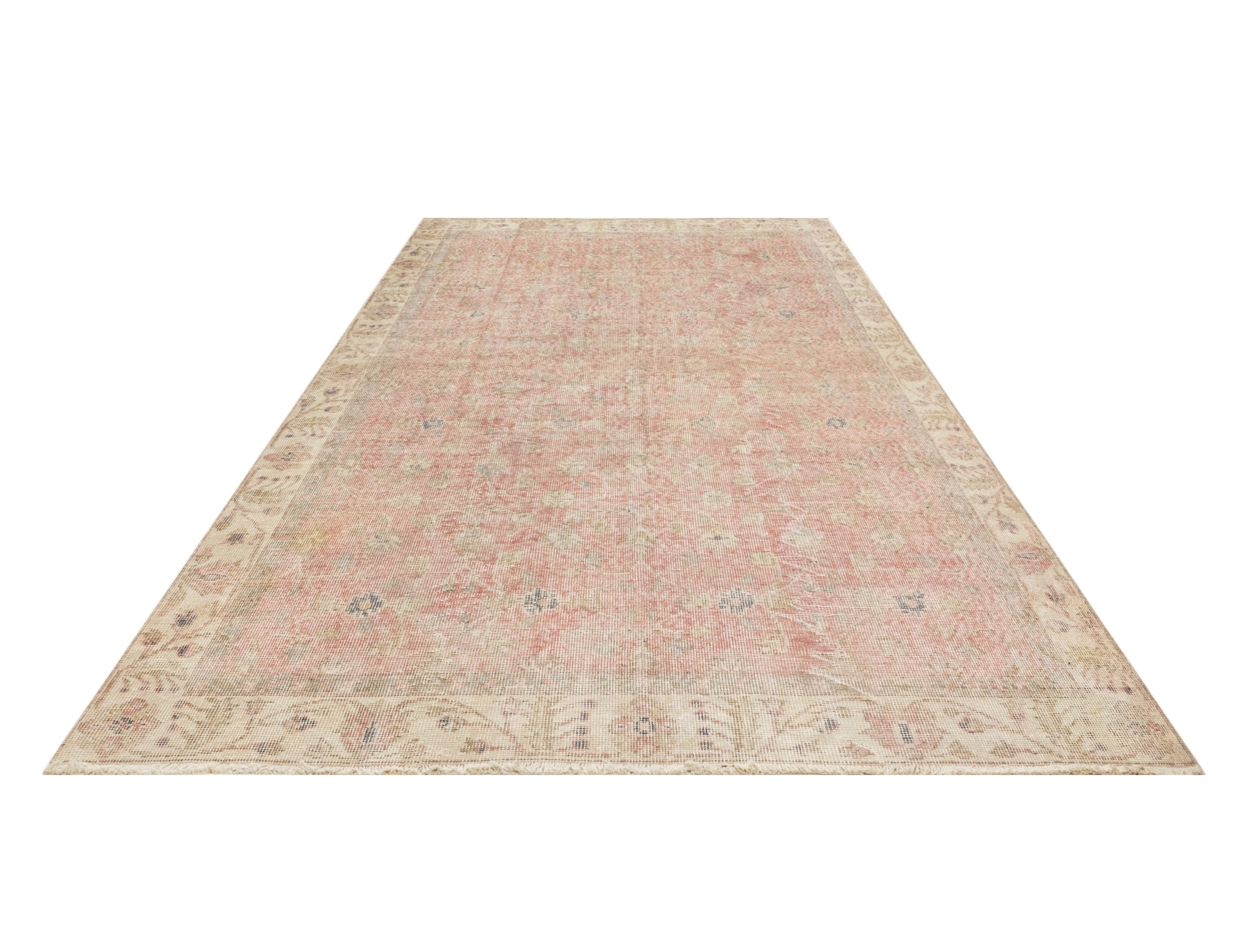 Handmade Wool Rug – Vintage Red Floral 10x6 Feet Cotton Wool Blend Carpet