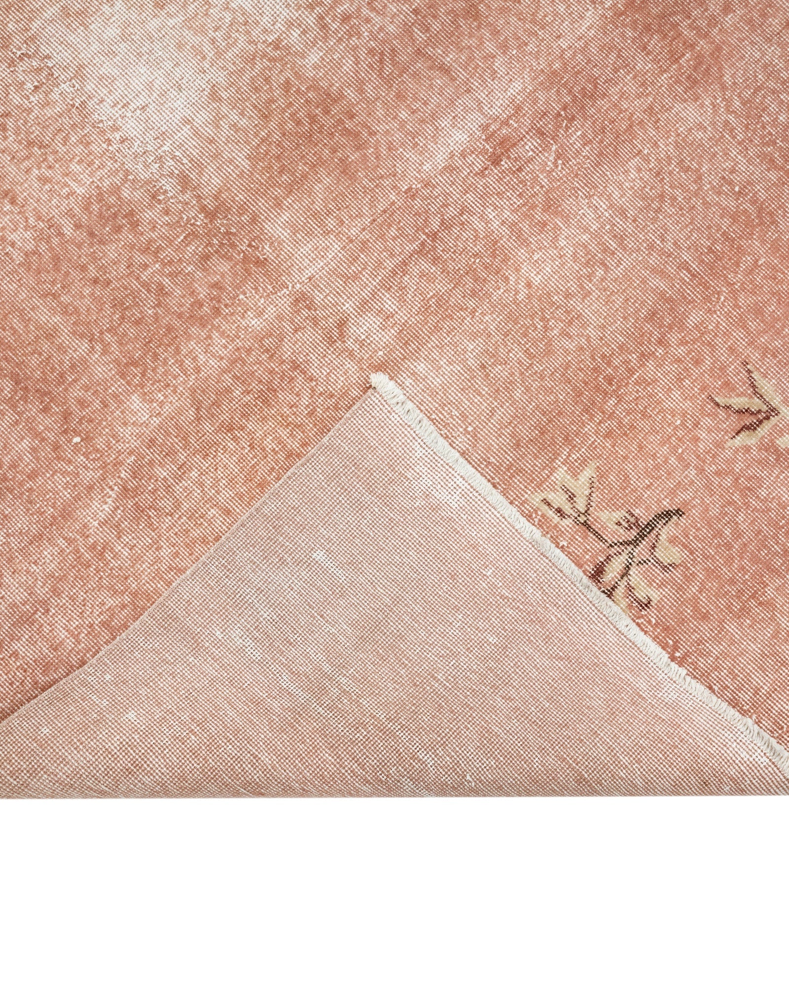 Handmade Wool Rug - Vintage Pink Floral Cotton Blend Rug 5'4"x8'5" for Modern Homes