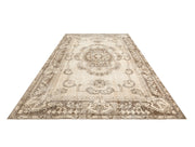 Handmade Wool Cotton Rug – Vintage Brown Medallion 9'4"x5'4" Area Carpet