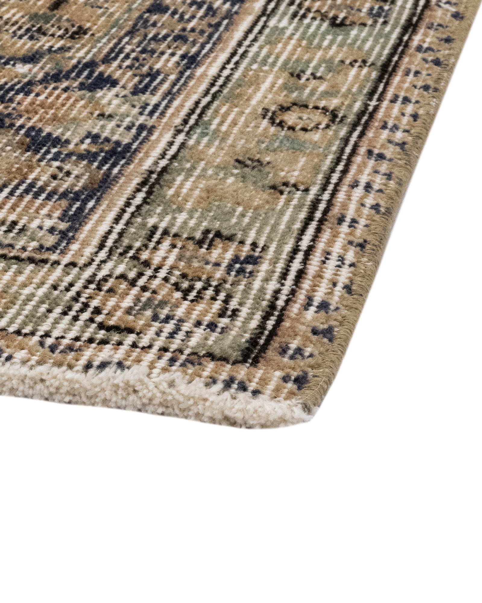Handmade Wool Rug – Vintage Medallion Design Beige Cotton Wool Blend 5x9 Feet