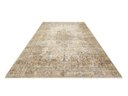 Handmade Wool Rug – Vintage Brown Medallion Cotton Blend 5'3" x 9'6"