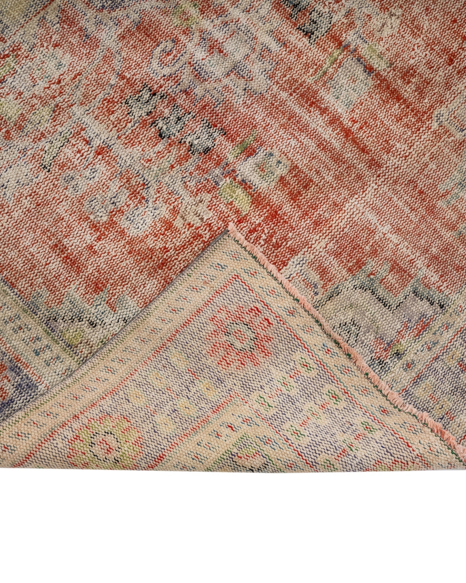 Vintage Wool Rug – Handmade Red Medallion Carpet 6x8 Area Rug | Durable Cotton Blend