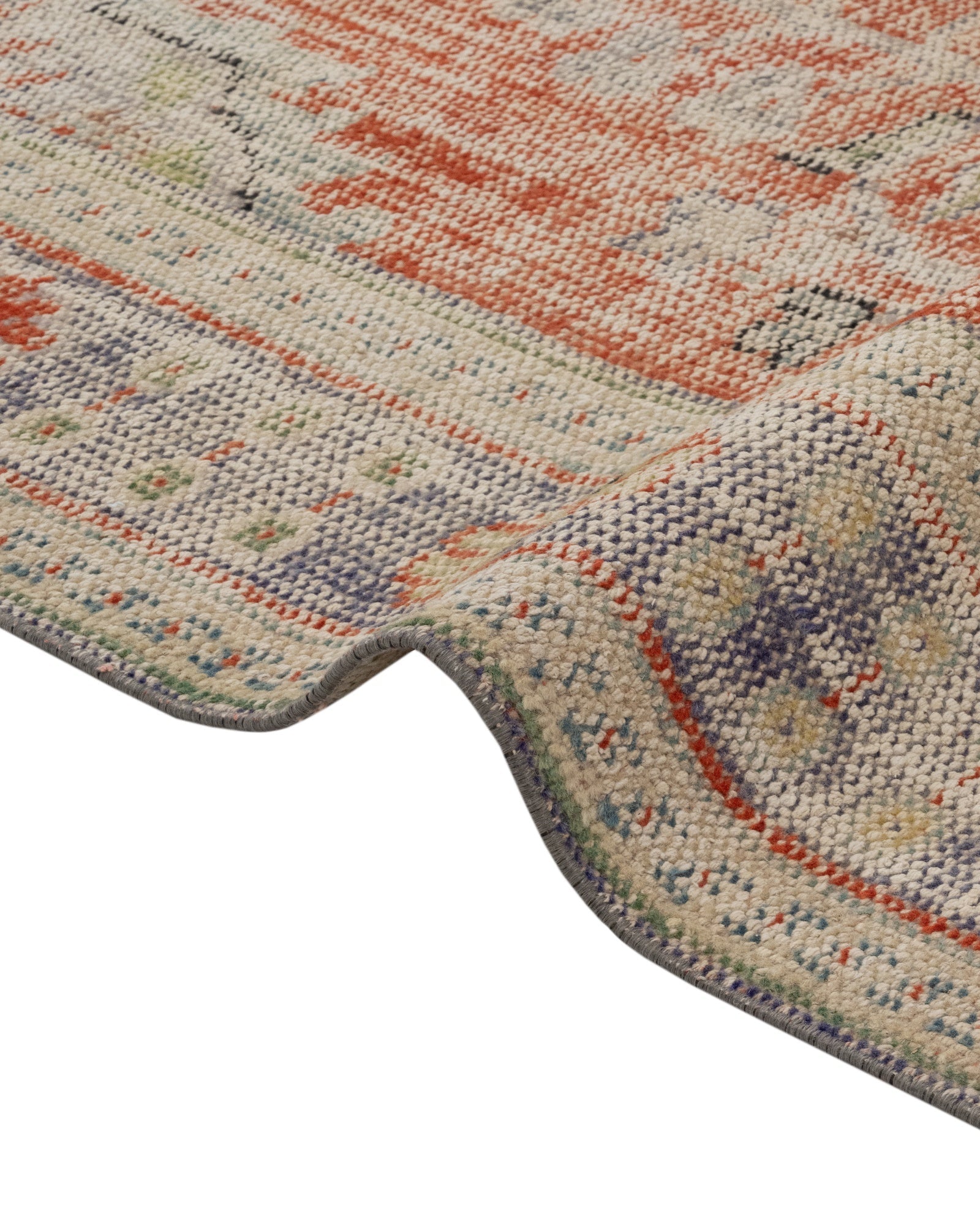 Vintage Wool Rug – Handmade Red Medallion Carpet 6x8 Area Rug | Durable Cotton Blend