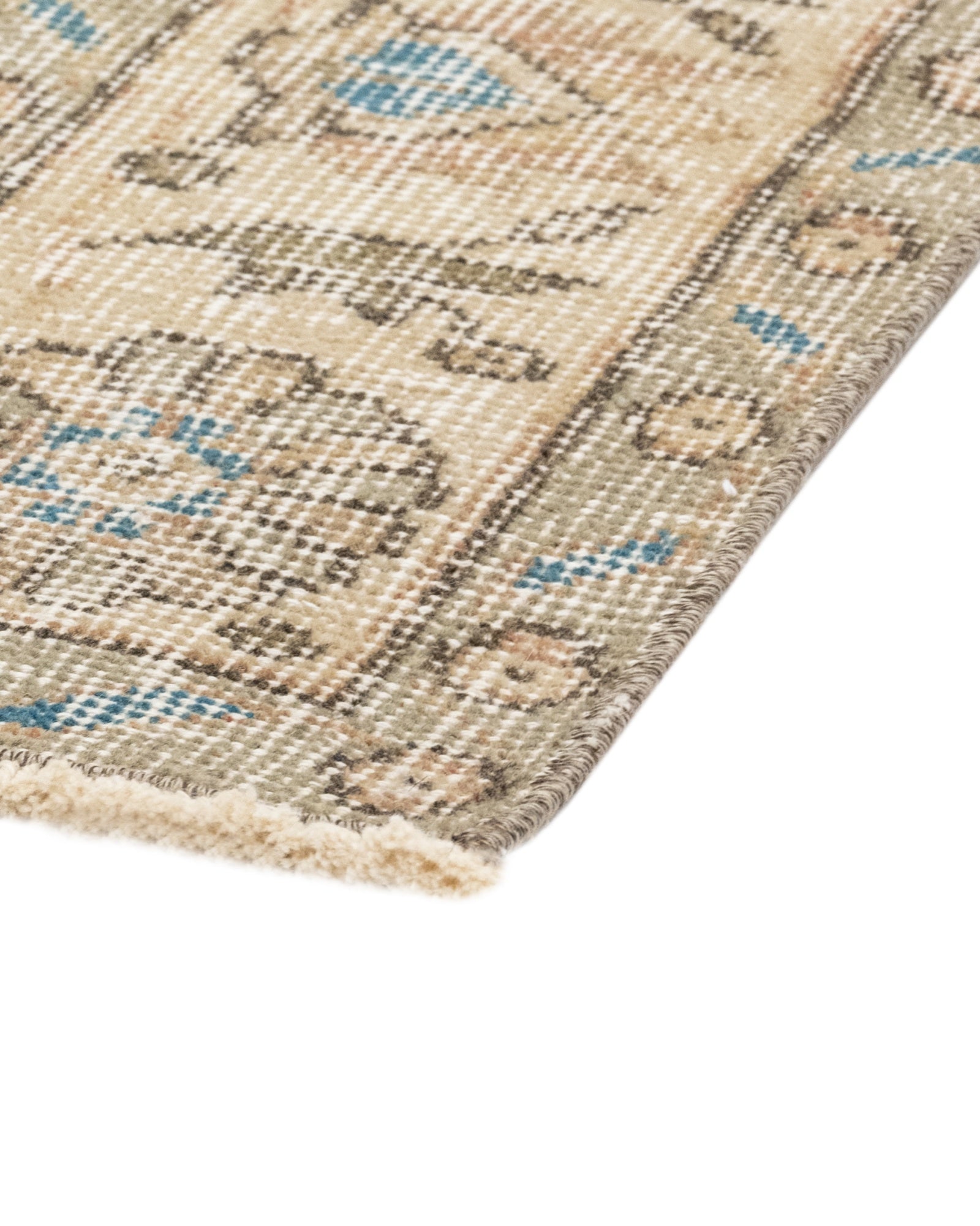Handmade Wool Rug - Vintage Brown Frame 6'10" x 10'3" Anatolian Woven Carpet