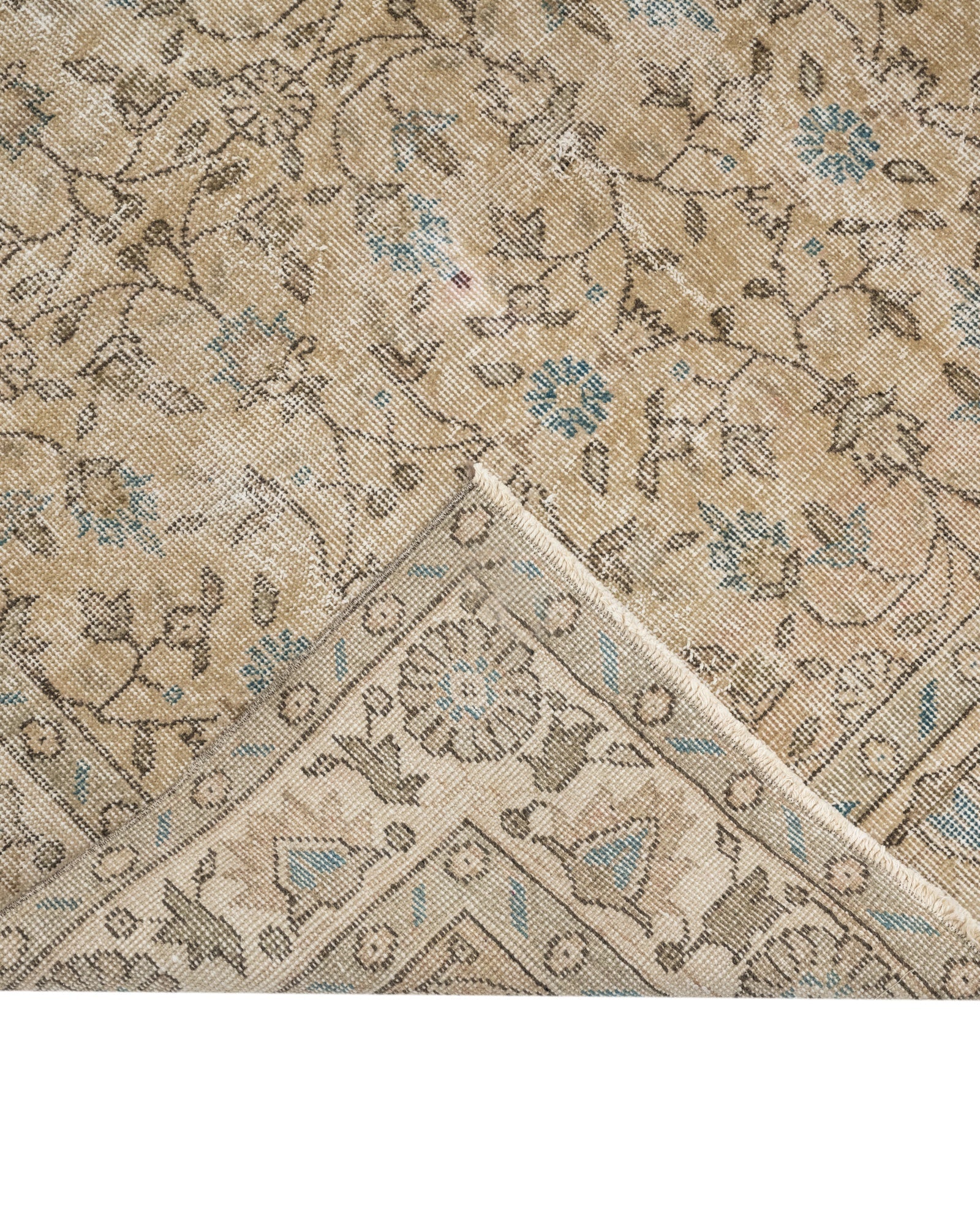 Handmade Wool Rug - Vintage Brown Frame 6'10" x 10'3" Anatolian Woven Carpet