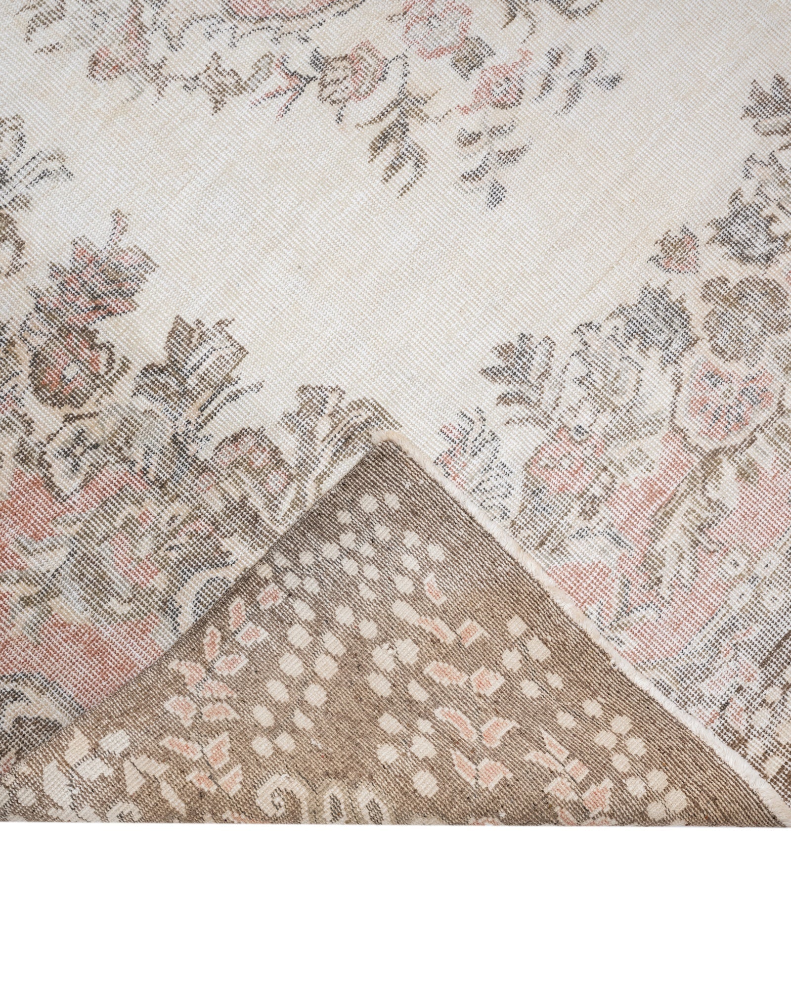 Handmade Wool Rug – Vintage Brown Medallion 7'3" x 10'1" Cotton Blend Carpet