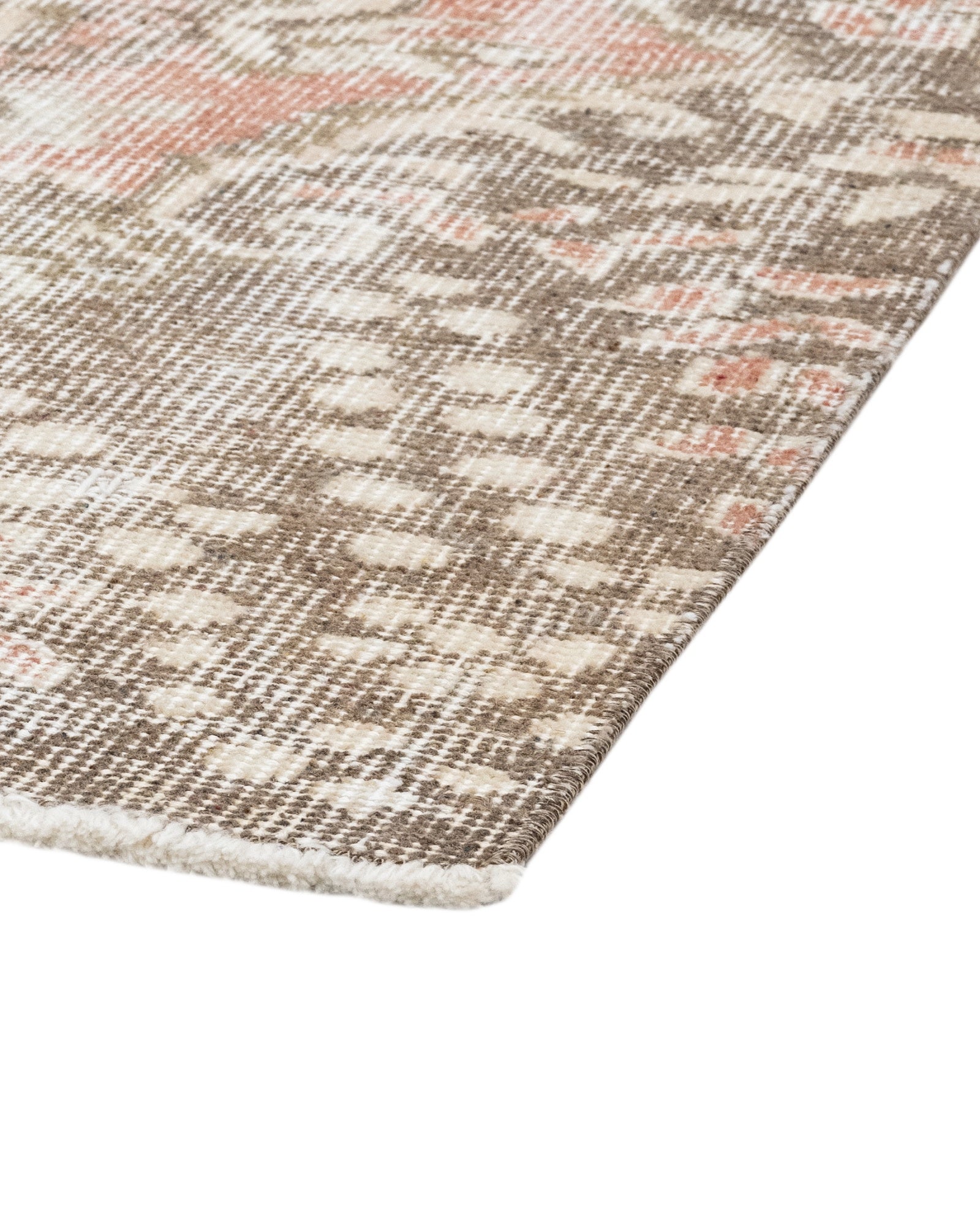 Handmade Wool Rug – Vintage Brown Medallion 7'3" x 10'1" Cotton Blend Carpet