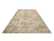 Handmade Wool Rug - Vintage Brown Medallion Carpet 7x9 Cotton Wool Blend Area Rug