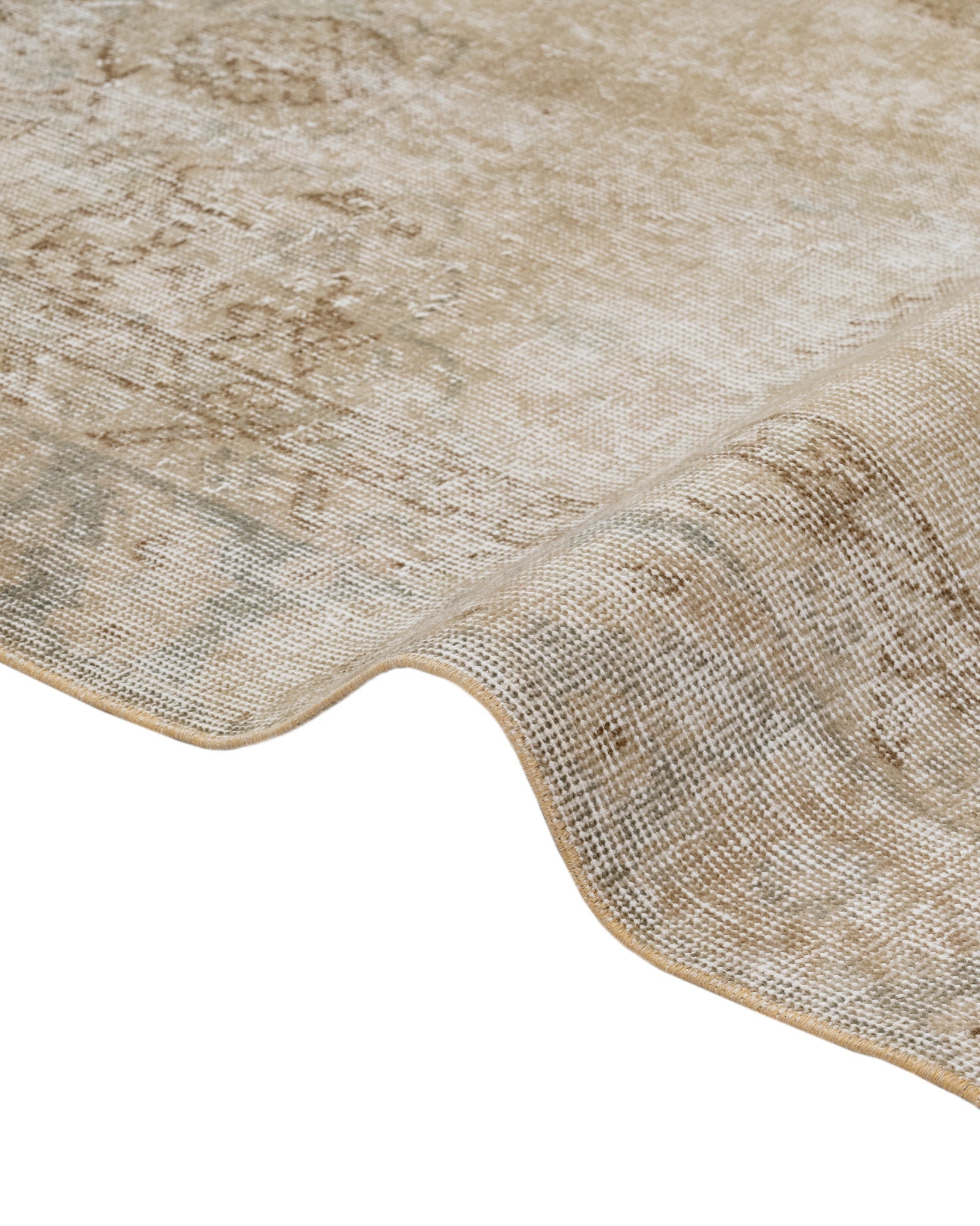 Handmade Wool Cotton Rug – Vintage Brown Medallion 6'8" x 10'2" Area Carpet