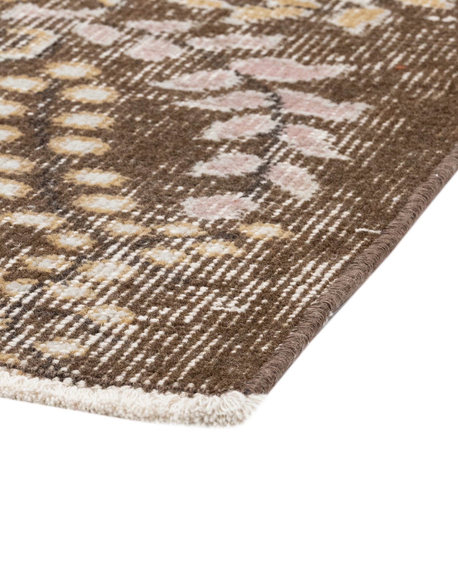 Handmade Wool Cotton Rug – Vintage Medallion Design | Brown 5x9 Area Carpet