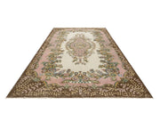 Handmade Wool Cotton Rug – Vintage Medallion Design | Brown 5x9 Area Carpet