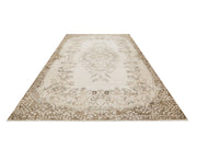 Handmade Wool Cotton Rug - Vintage Brown Medallion Area Rug 6x9 Feet Classic Design