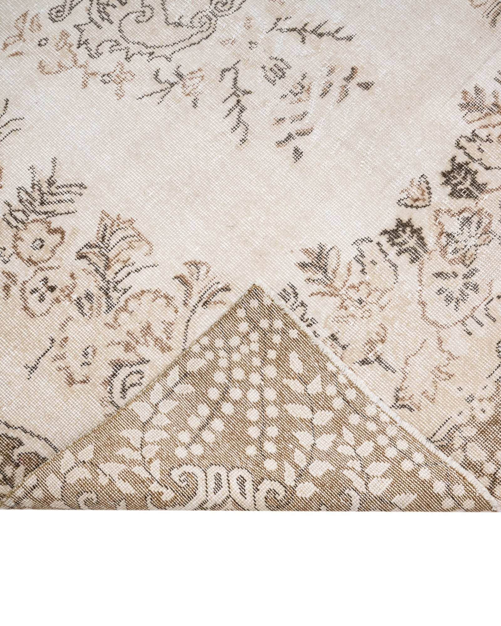 Handmade Wool Cotton Rug - Vintage Brown Medallion Area Rug 6x9 Feet Classic Design