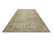 Handmade Wool Cotton Rug - Vintage Yellow Frame 5x9 Feet Durable Natural Fibers