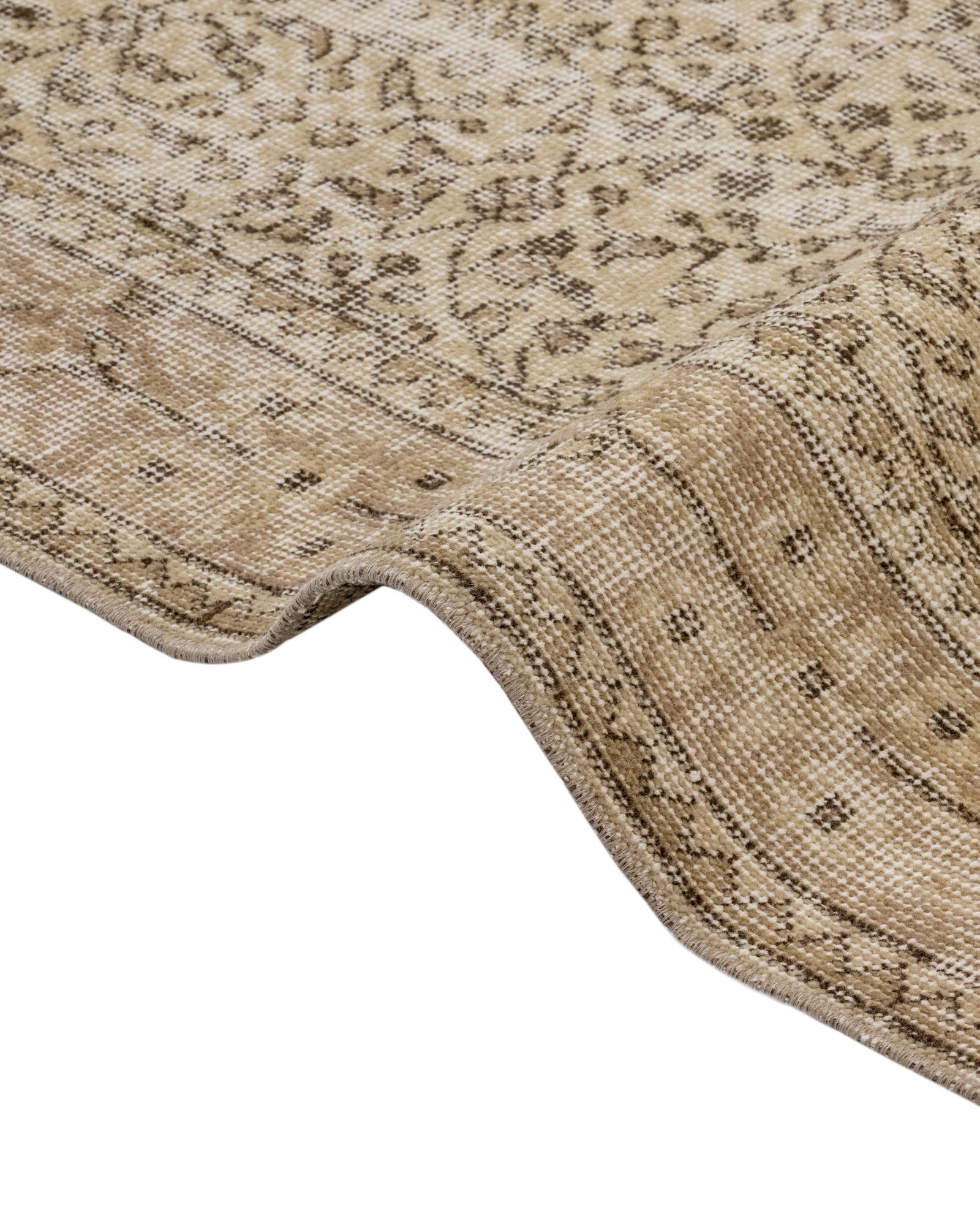 Handmade Wool Rug - Vintage Brown Frame 6x7 Foot Soft Cotton Blend Carpet