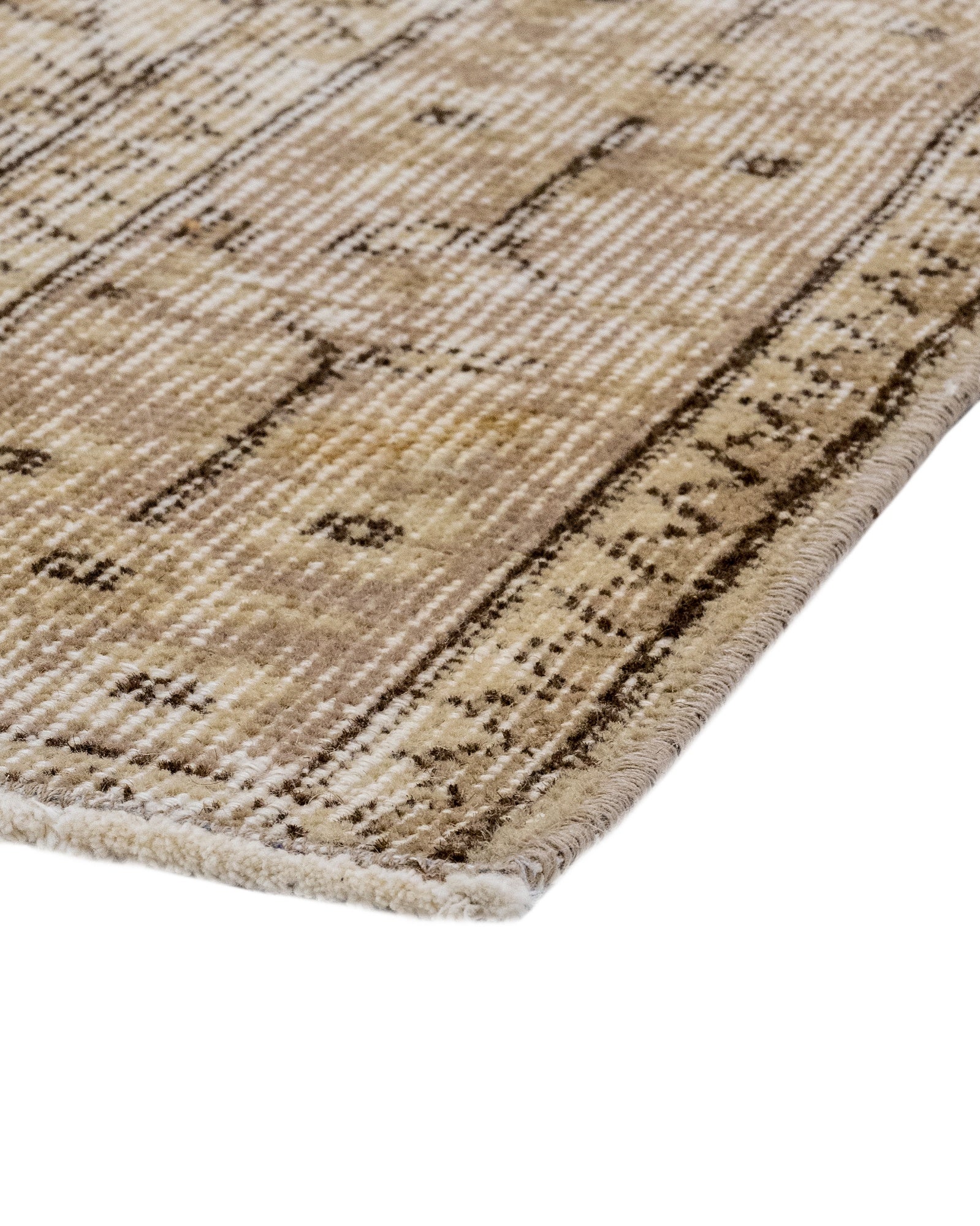 Handmade Wool Rug - Vintage Brown Frame 6x7 Foot Soft Cotton Blend Carpet