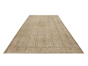 Handmade Wool Rug - Vintage Brown Frame 6x7 Foot Soft Cotton Blend Carpet