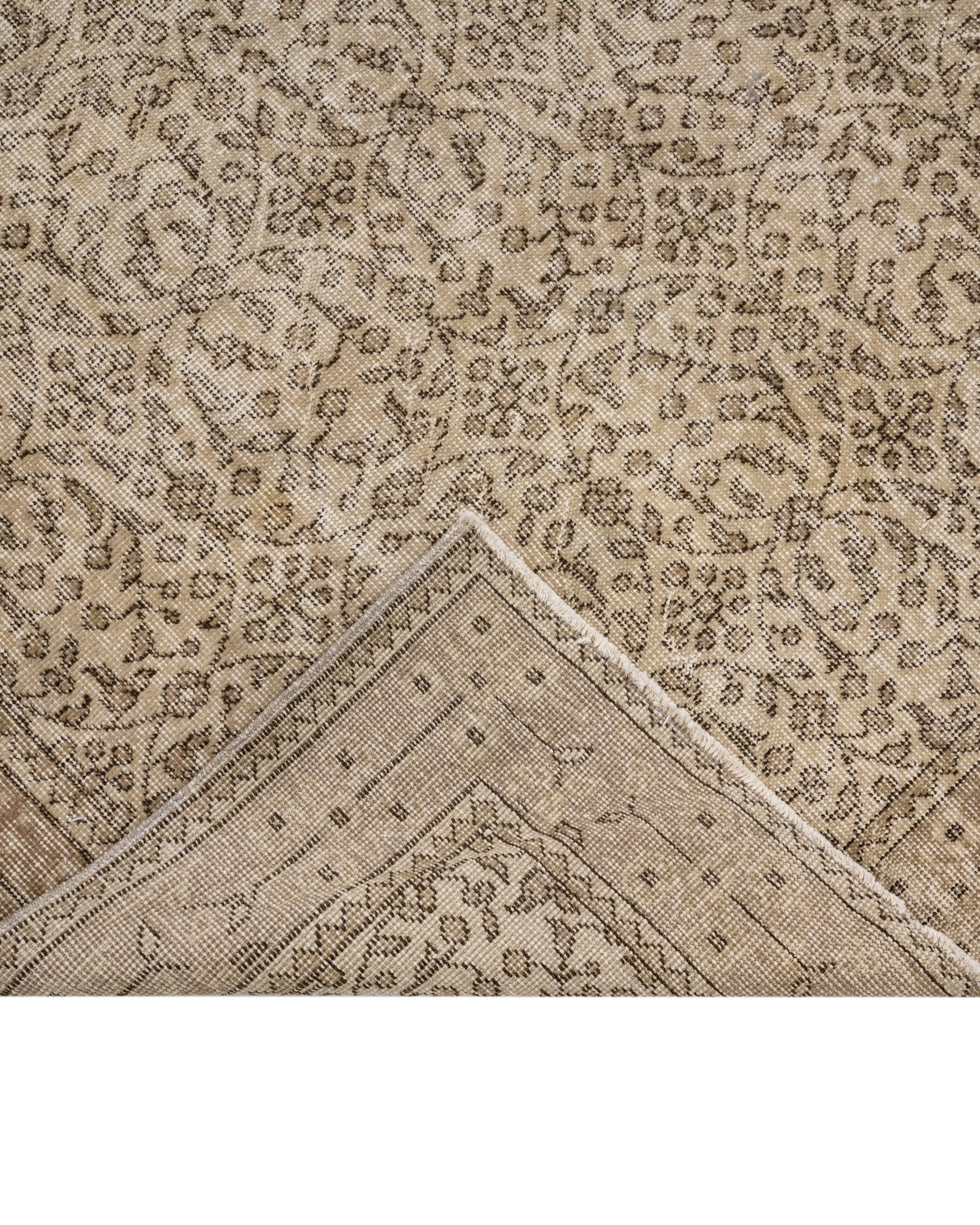 Handmade Wool Rug - Vintage Brown Frame 6x7 Foot Soft Cotton Blend Carpet