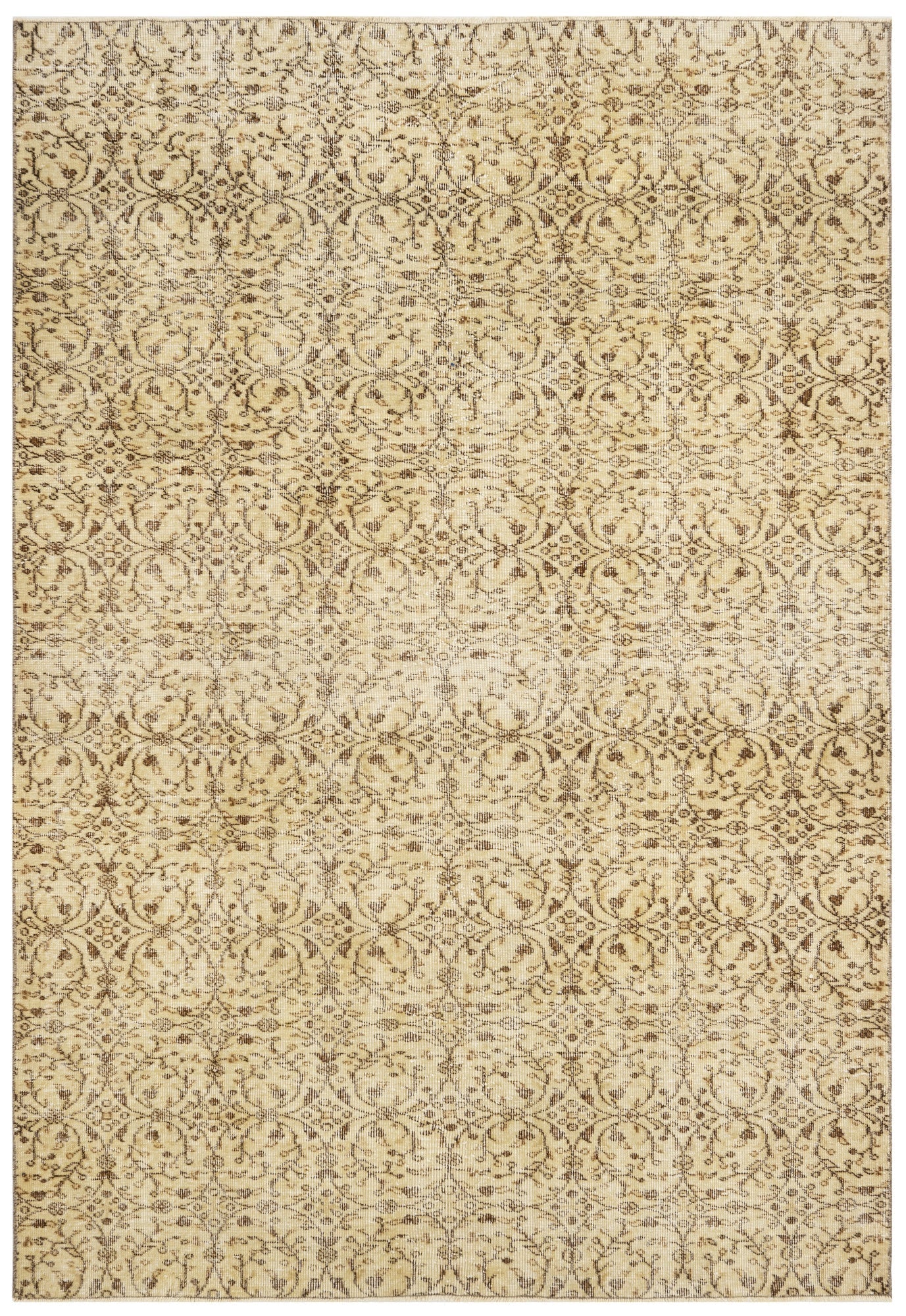 Handmade Wool Rug – Vintage Brown Cotton Blend 5x9 Area Rug for Rustic Home Decor