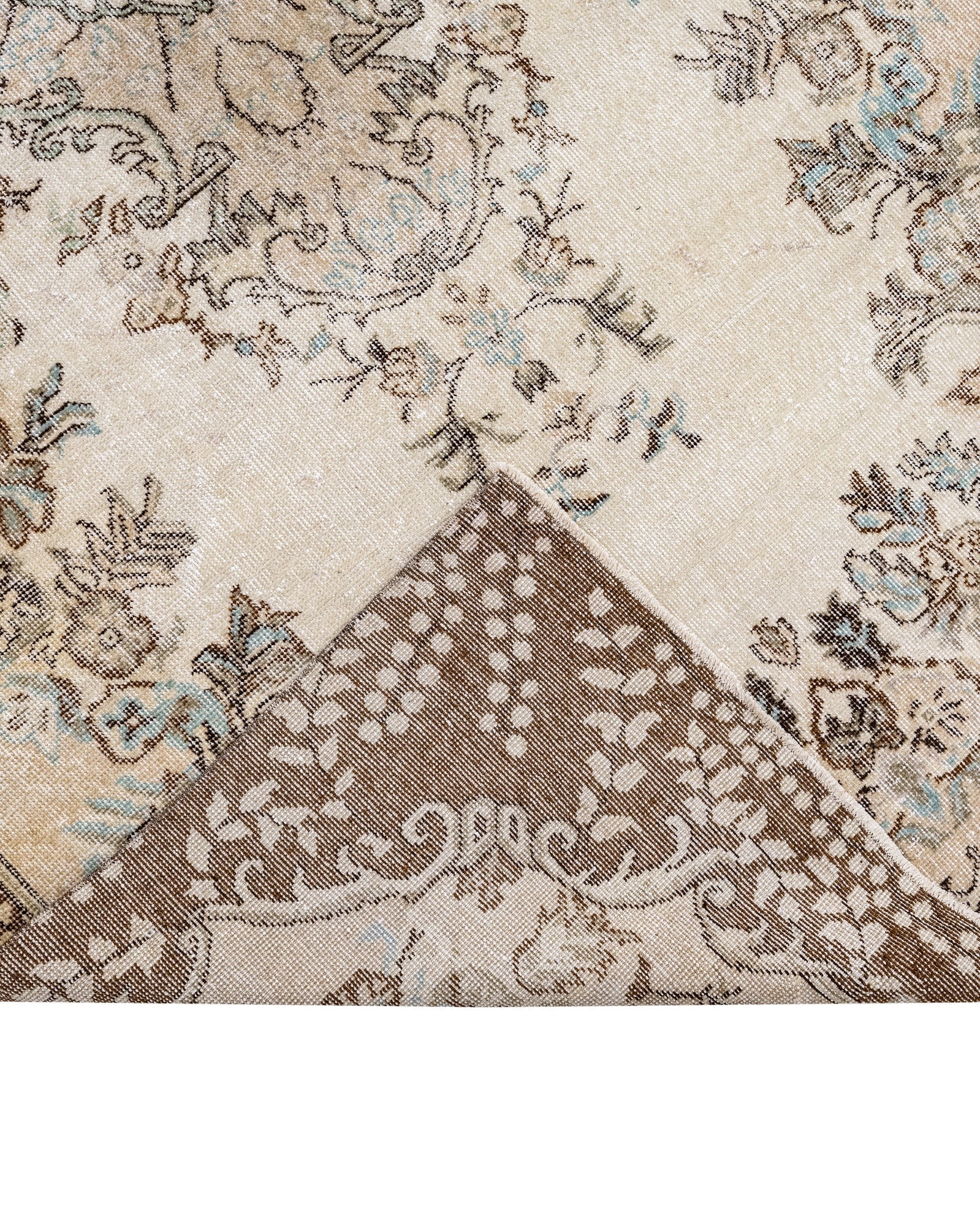 Handmade Wool Rug - Vintage Brown Medallion 5'9" x 9'11" Cotton Blend Carpet