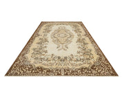 Handmade Wool Cotton Rug – Vintage Brown Medallion 5'10" x 9'8" Area Carpet