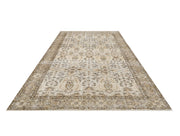 Handmade Wool Rug - Vintage Brown Frame Cotton Blend Area Rug 5'6" x 9'3"