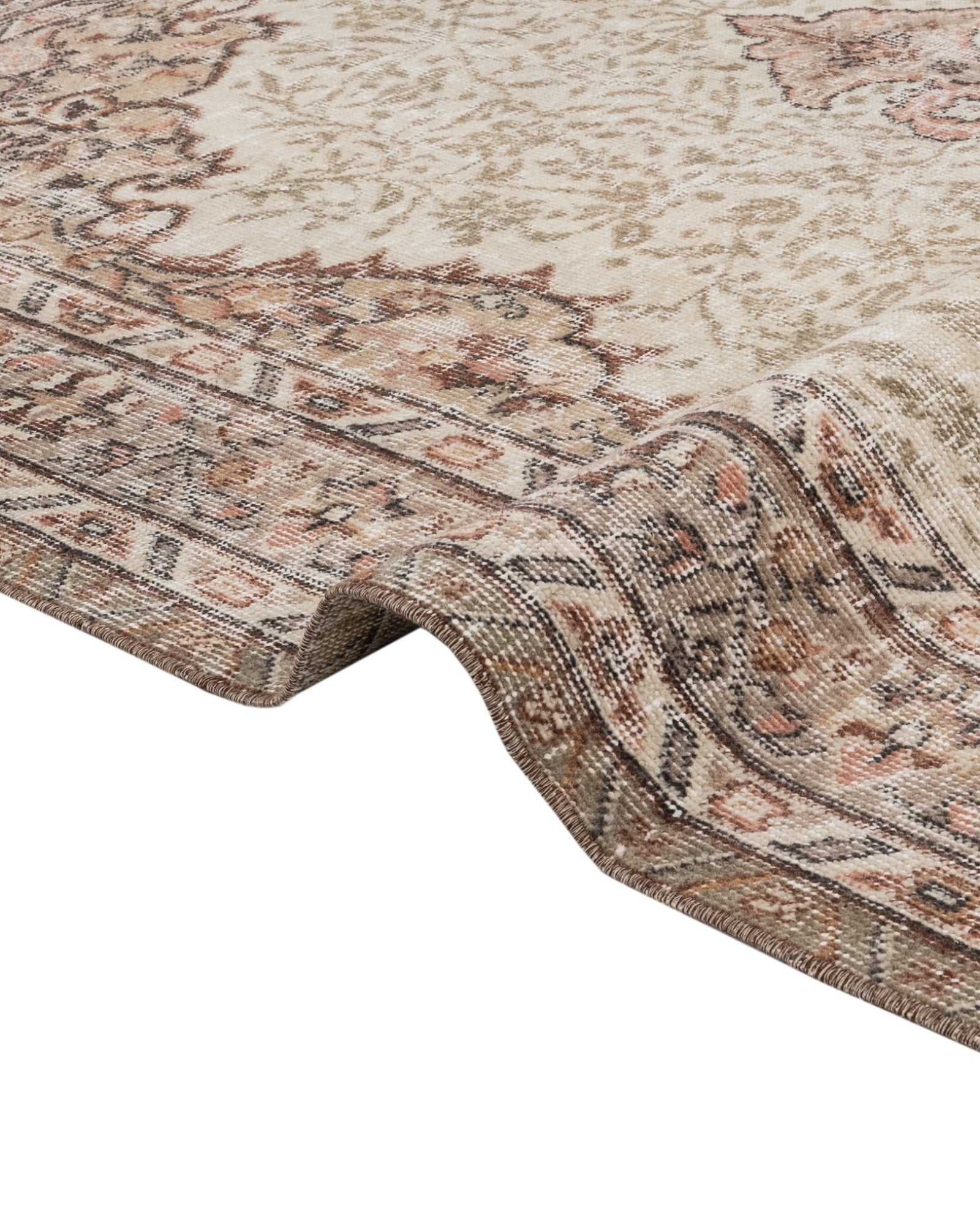 Handmade Wool Rug - Vintage Brown Medallion Carpet 5'5" x 8'4" | Soft Natural Fiber