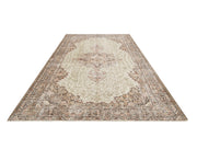 Handmade Wool Rug - Vintage Brown Medallion Carpet 5'5" x 8'4" | Soft Natural Fiber